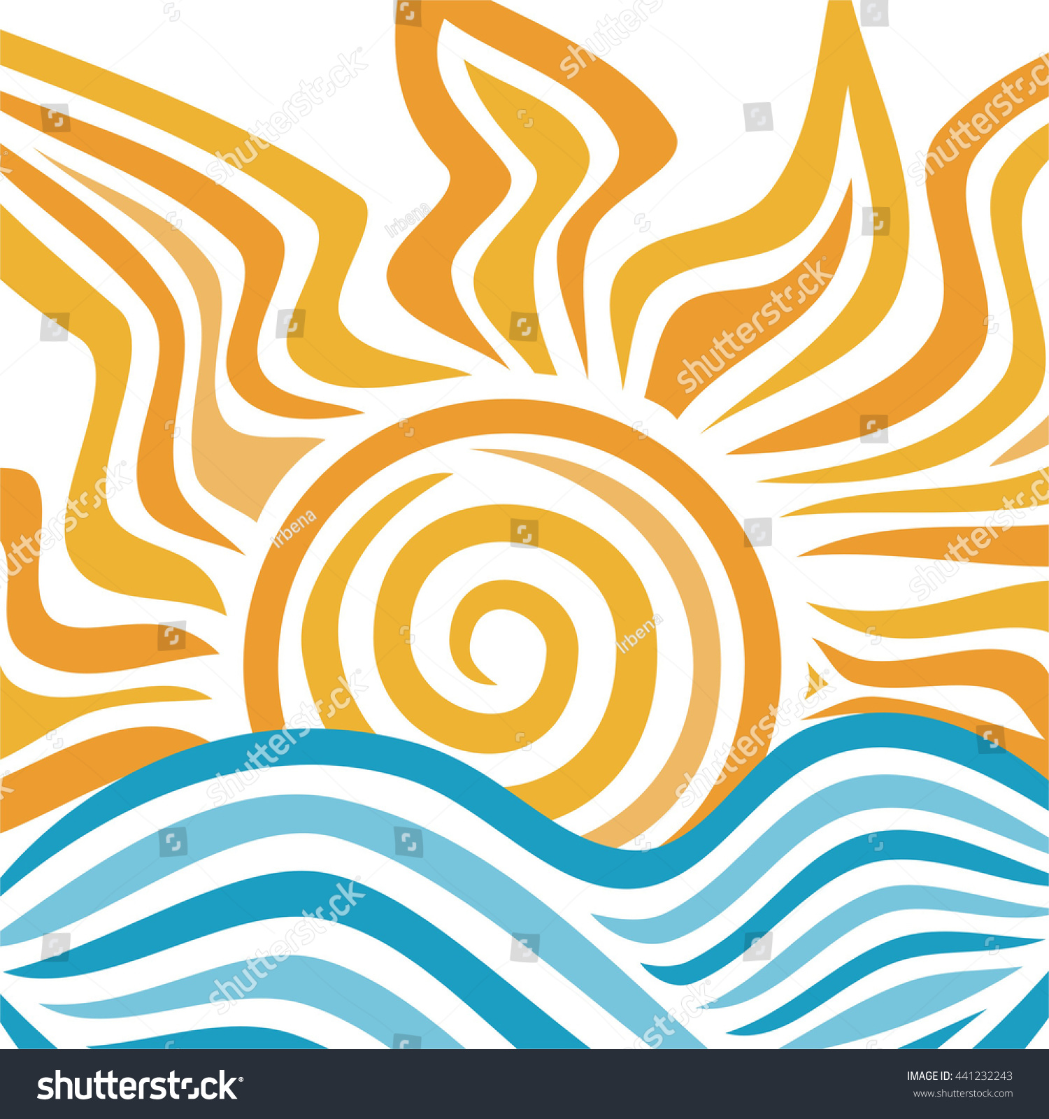 Sea Sun Vector Illustration Stock Vector (Royalty Free) 441232243