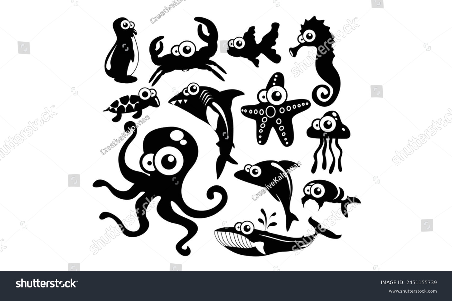 SVG of Sea animal  SVG,, Silhouette, Cut File, cutting files, printable design, Clipart, svg
