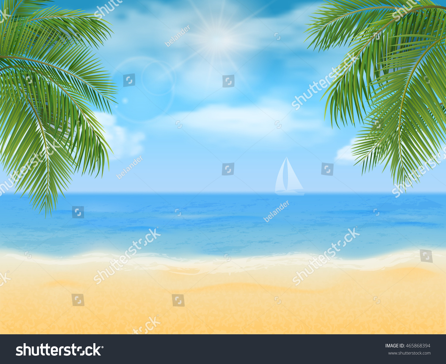 Sea Beach Palm Tree Vector Vacation Stock Vector Royalty Free