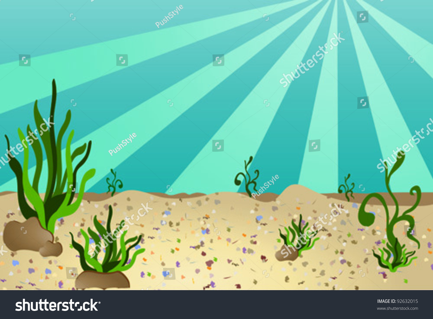 Sea Bottom Illustration Cartoon Like Style Stock Vector 92632015 ...