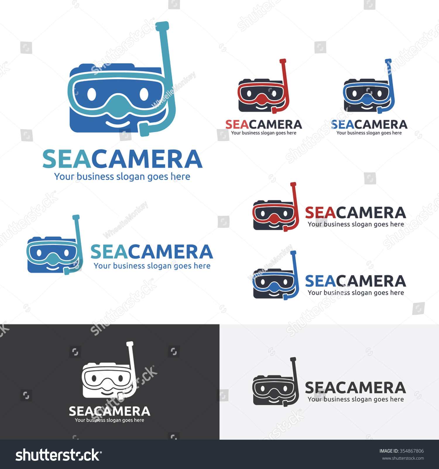 Sea Camera Logo Under Water Camera Stock Vector Royalty Free