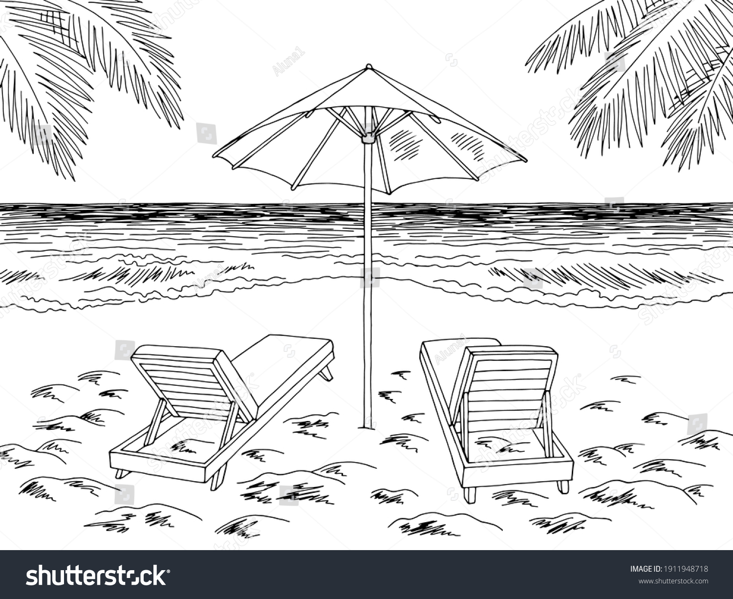 5,112 Beach chairs line umbrellas Images, Stock Photos & Vectors ...