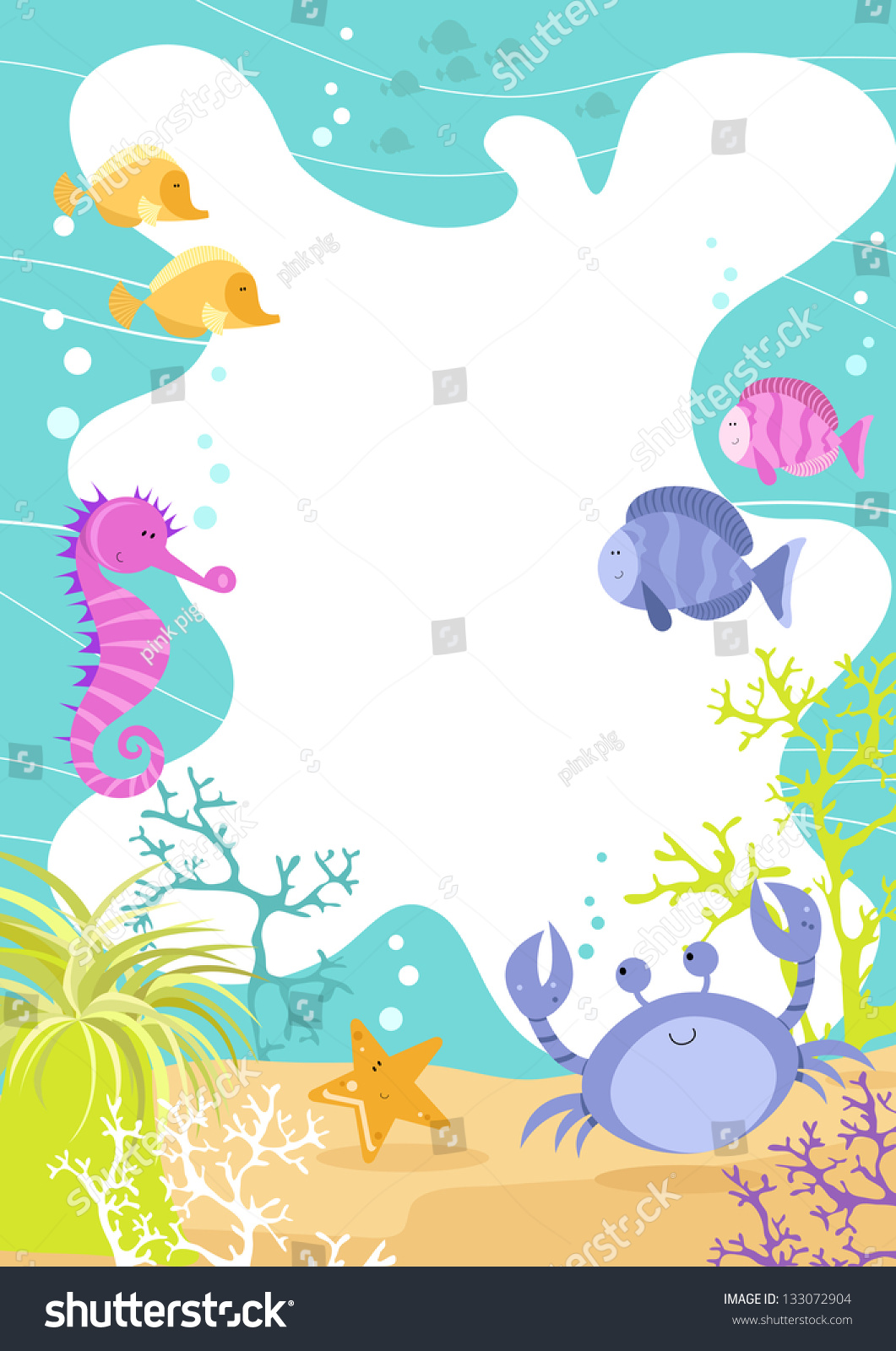 Sea Creatures Fun Border Colorful Fun Stock Vector 133072904 - Shutterstock