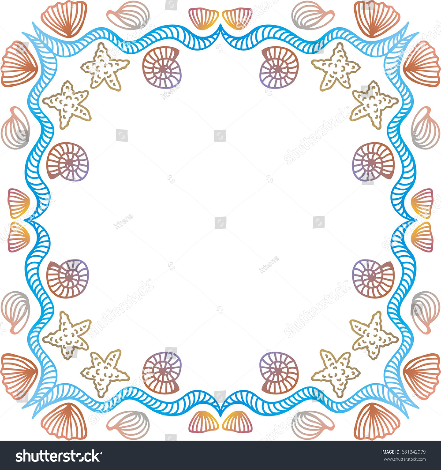 Sea Frame Vector Illustration Stock Vector (Royalty Free) 681342979