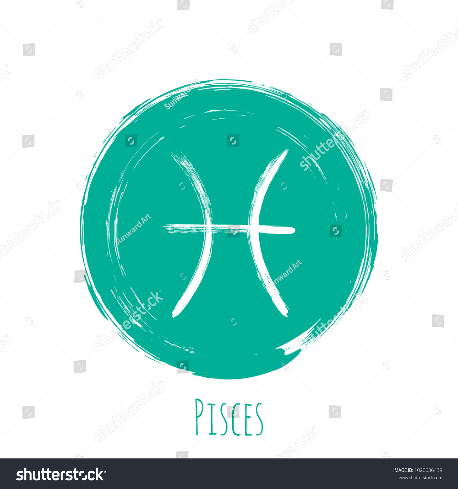 Sea Green Pisces Horoscope Icon Round Stock Vector (Royalty Free ...