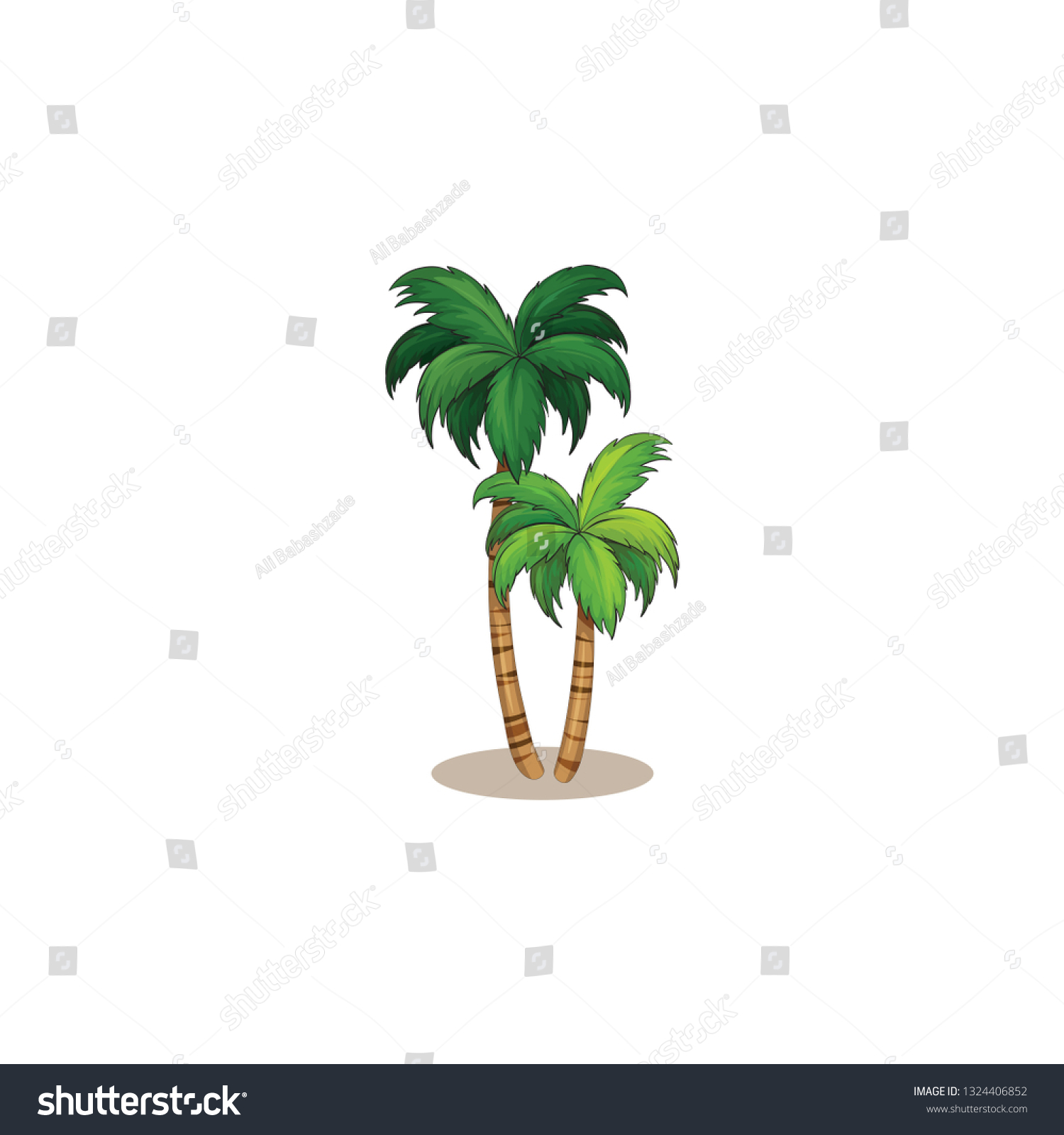 Sea Islands Palm Tree Cartoon On Stock Vector Royalty Free