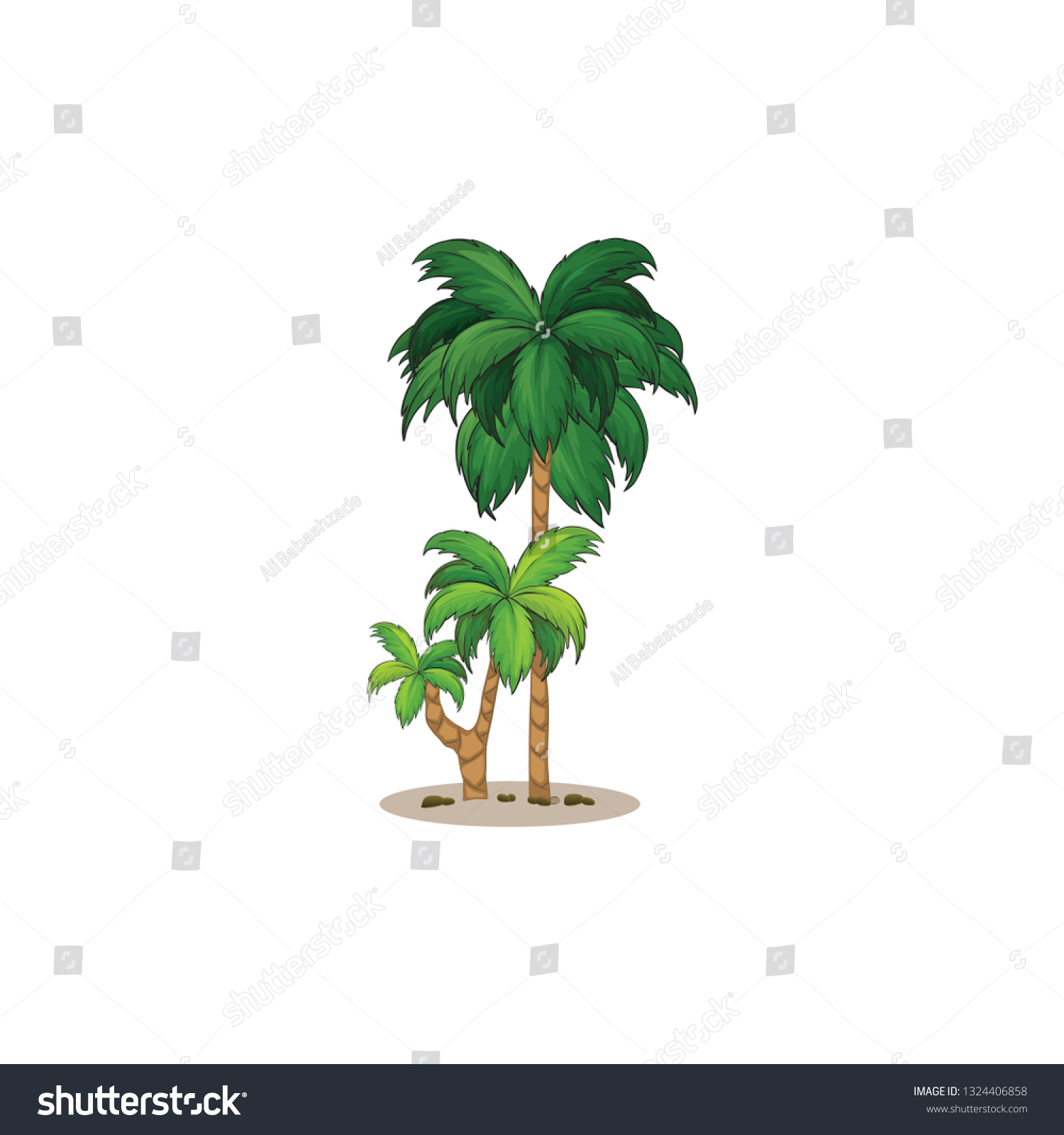 Sea Islands Palm Tree Cartoon On Stock Vector Royalty Free