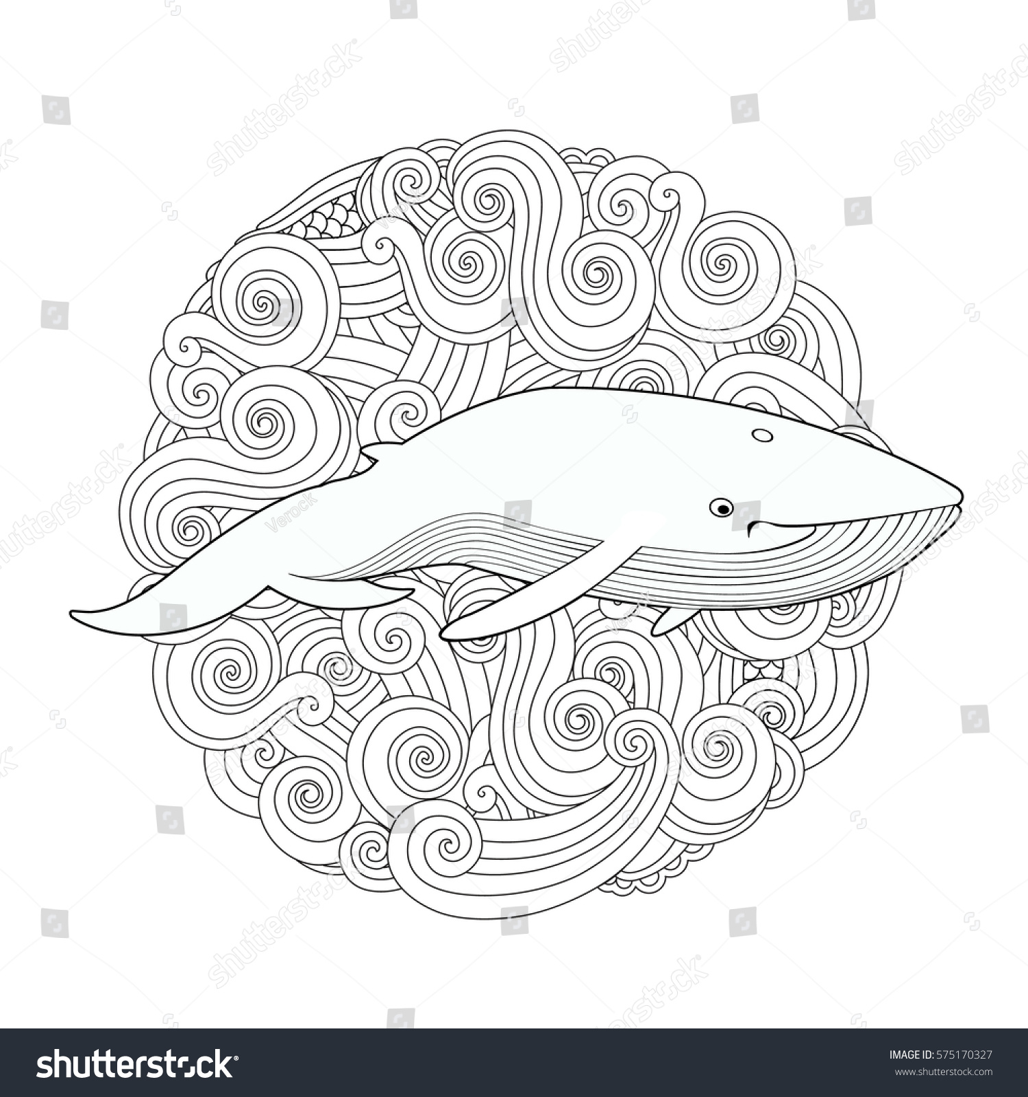 Download Sea Mandala Waves Cute Whale Zentangle Stock Vector ...