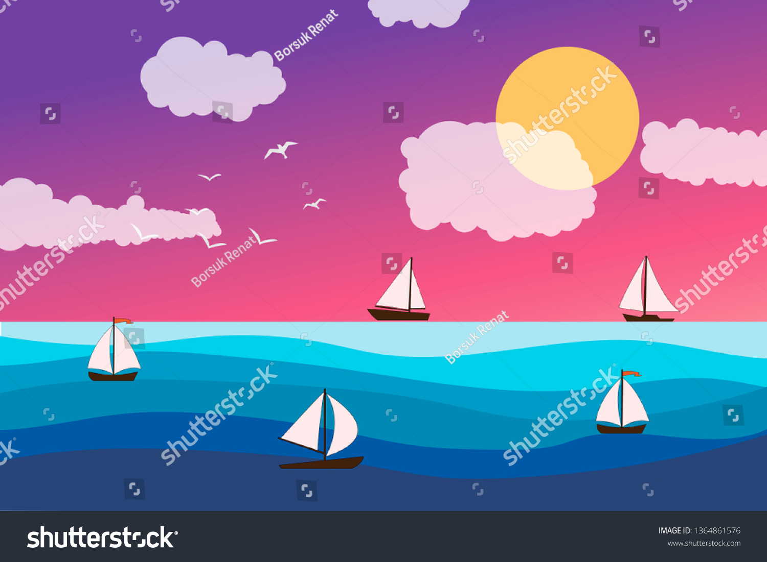 Sea Panorama Tropical Beach Summer Landscape Stock Vector (Royalty Free ...