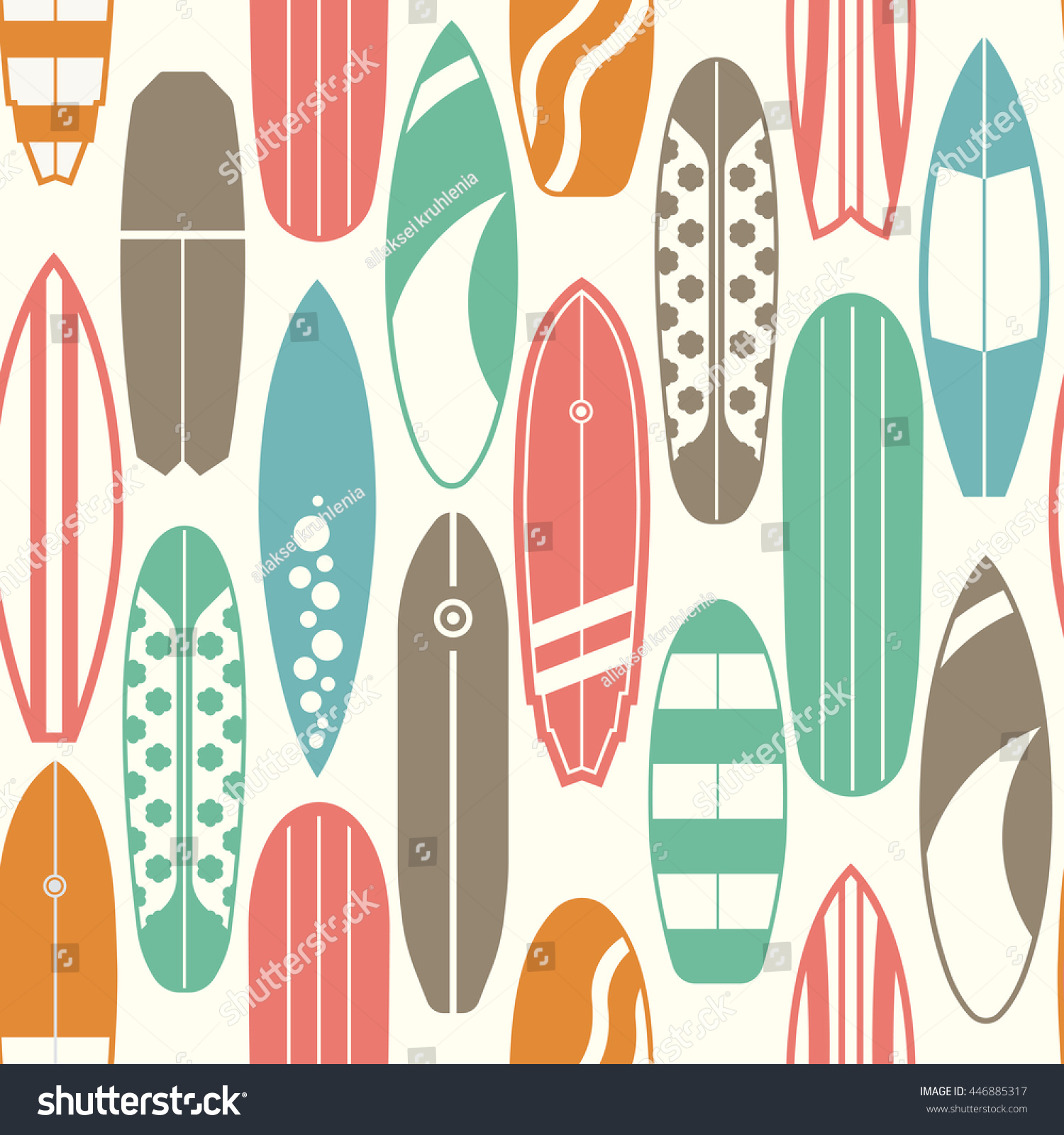 Sea Surfing Pattern Different Type Surf Stock Vector (Royalty Free ...