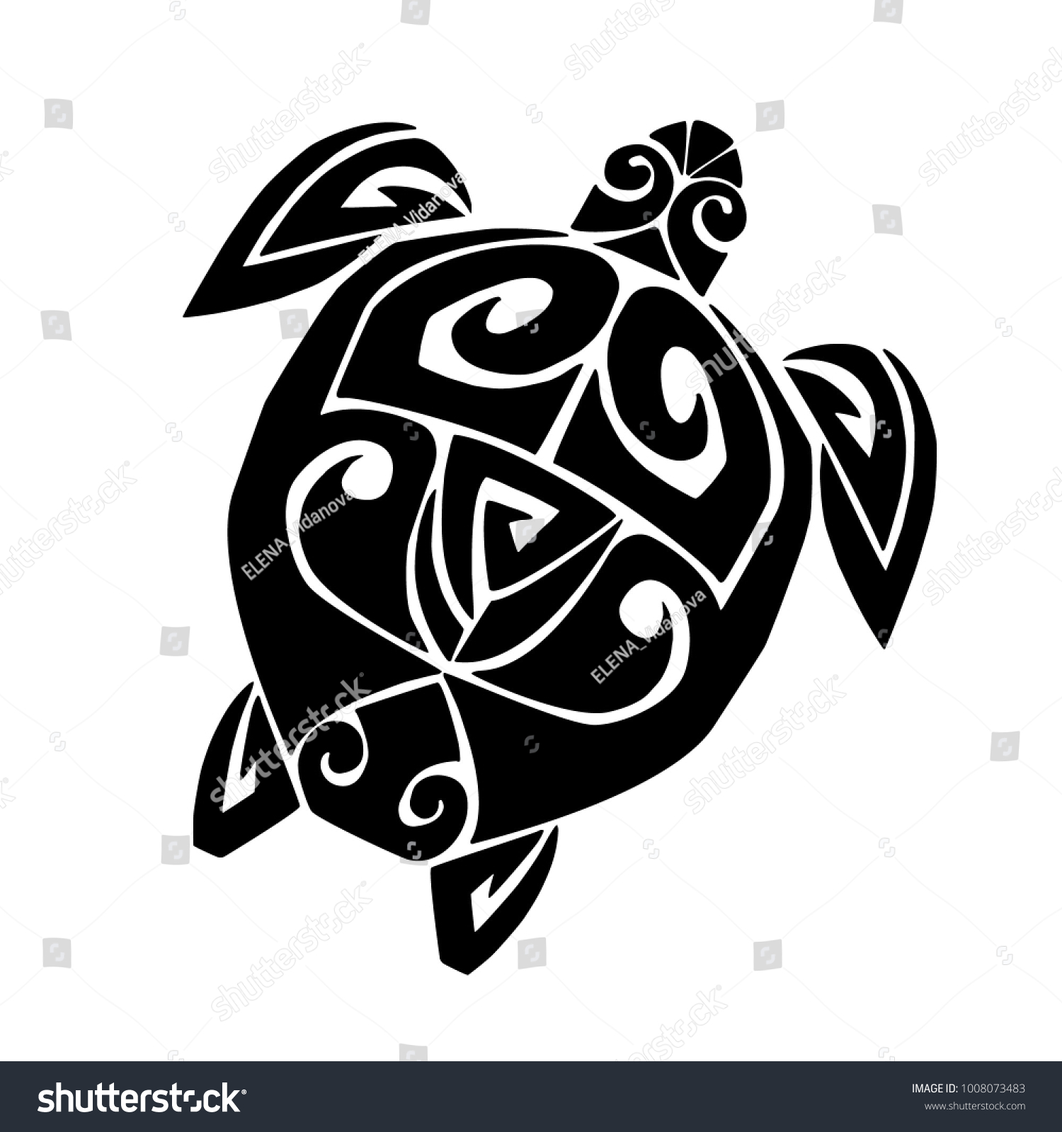 Sea Turtle Maori Style Tattoo Sketch Stock Vector (Royalty Free ...