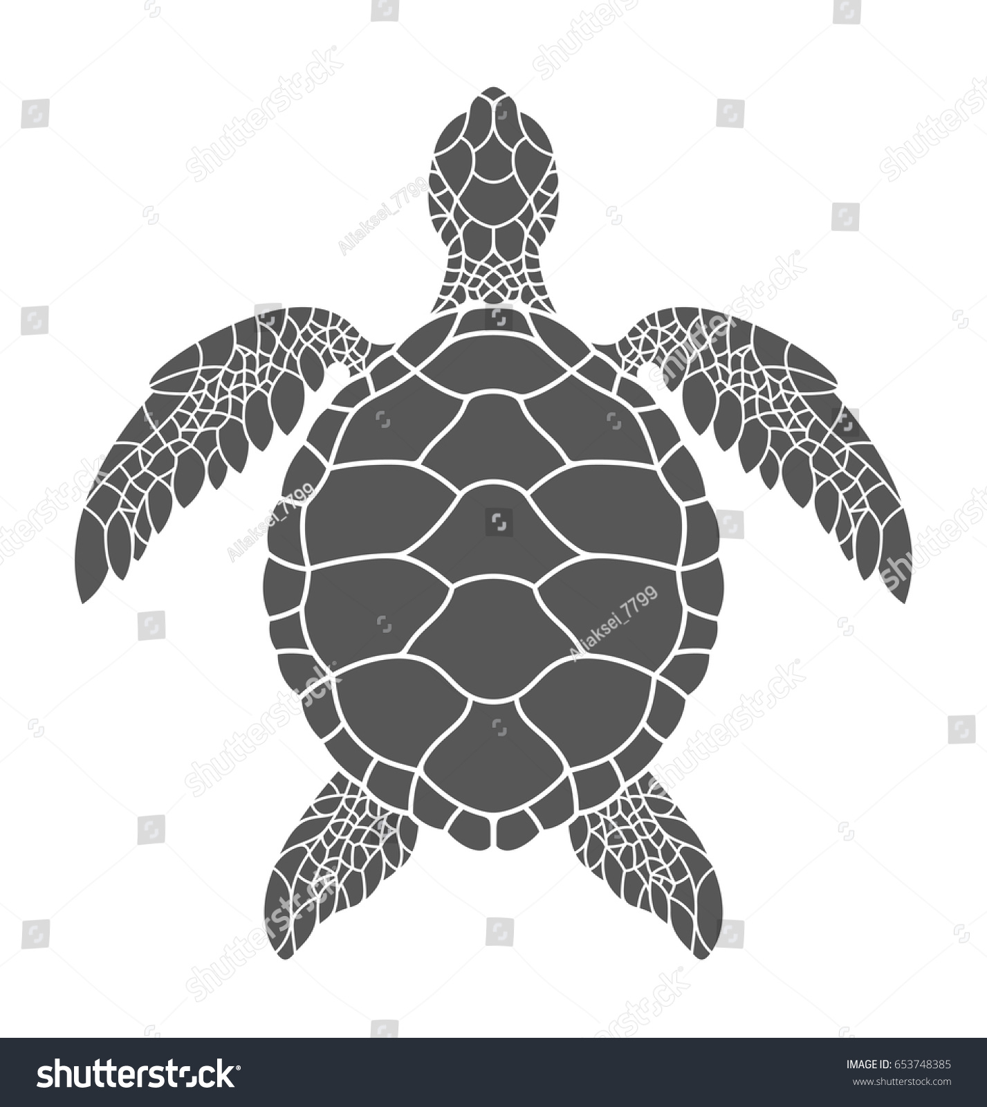ウミガメ 白い背景に分離型亀 ベクターイラスト のベクター画像素材 ロイヤリティフリー