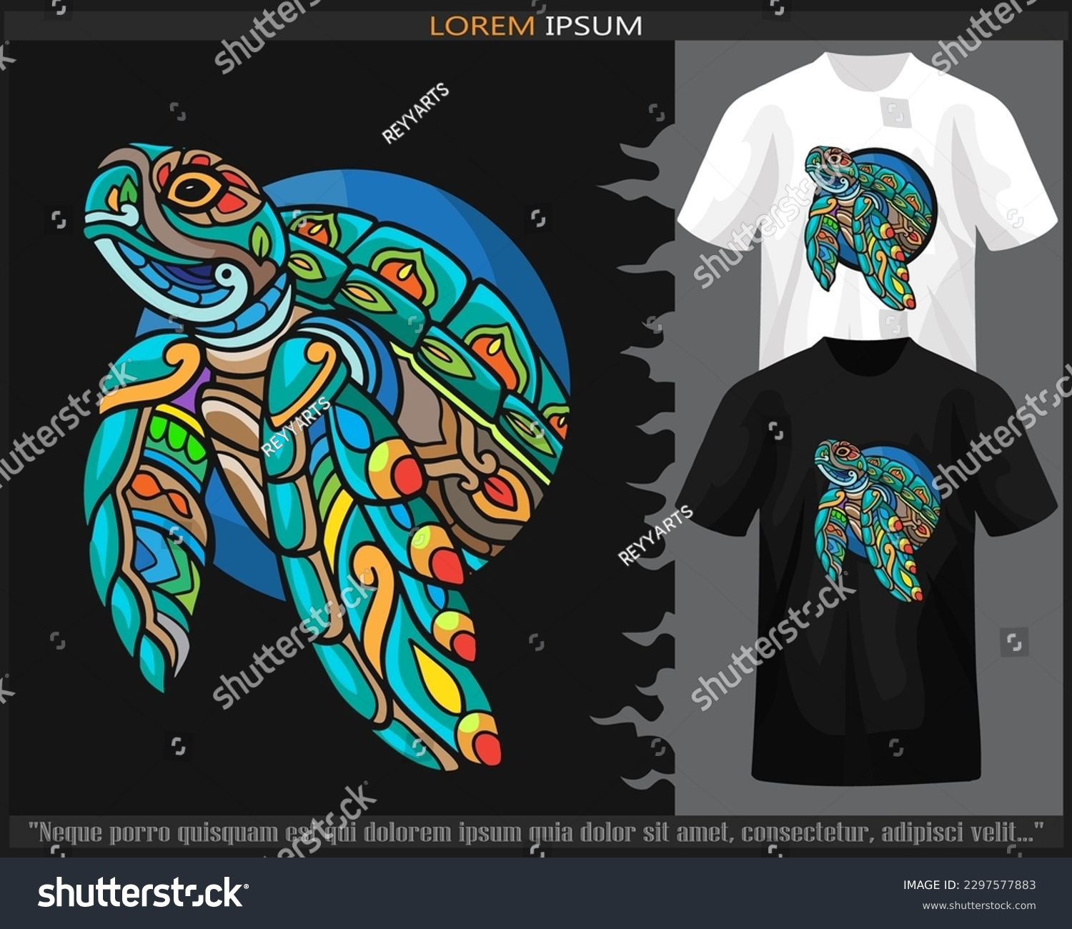 SVG of Sea turtle mandala arts isolated on black and white t shirt. svg