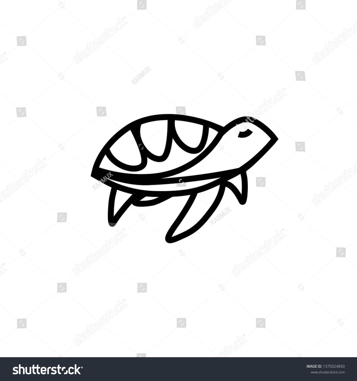 Sea Turtle Mascot Logo Line Stock Vector (Royalty Free) 1375024850 ...