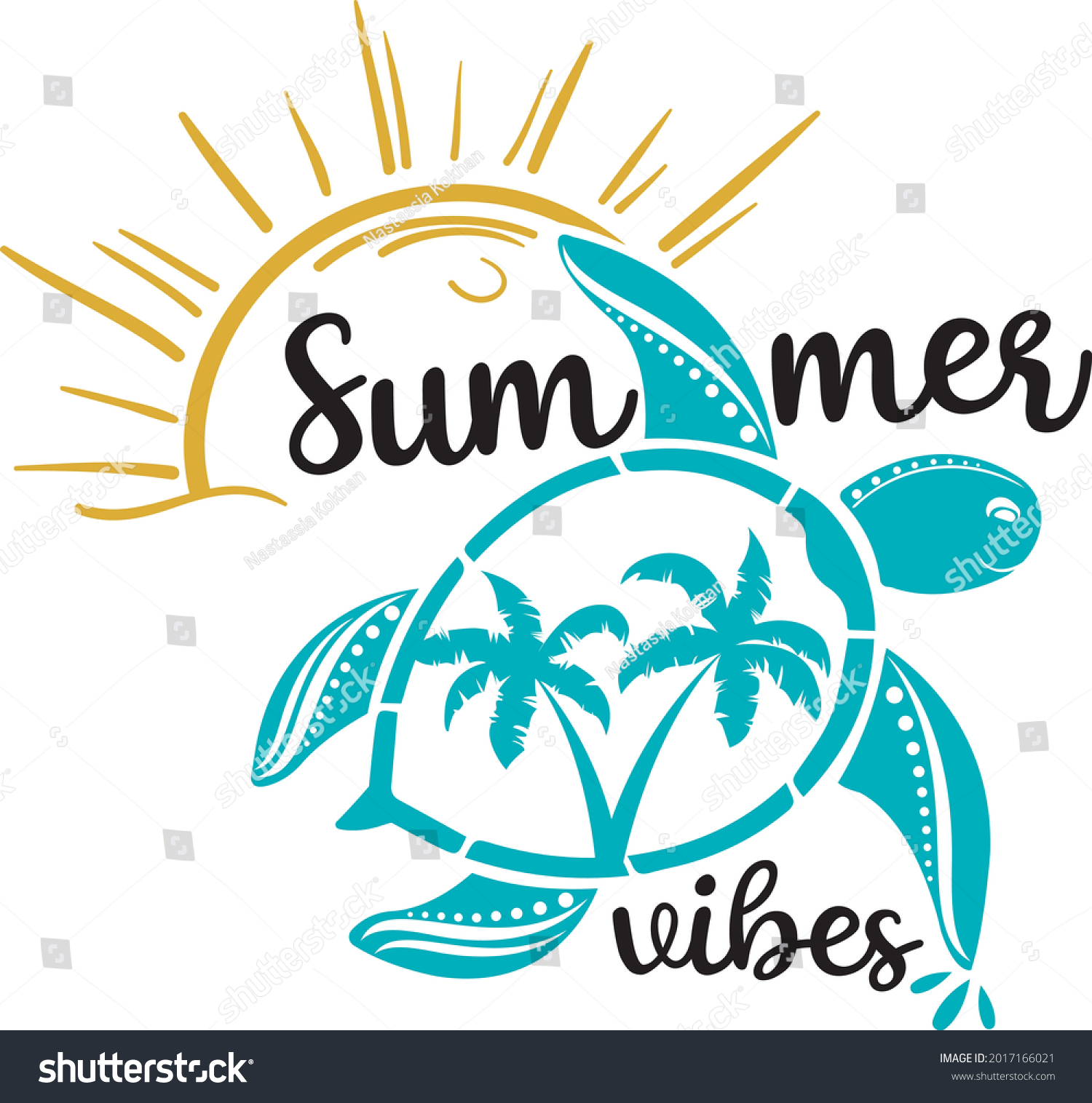 SVG of Sea Turtle svg vector Illustration isolated on white background. Summer vibes svg. Mandala Turtle svg. Summer quote shirt design. Sea turtle silhouette cut file. Sea animal svg. Concept undersea world svg
