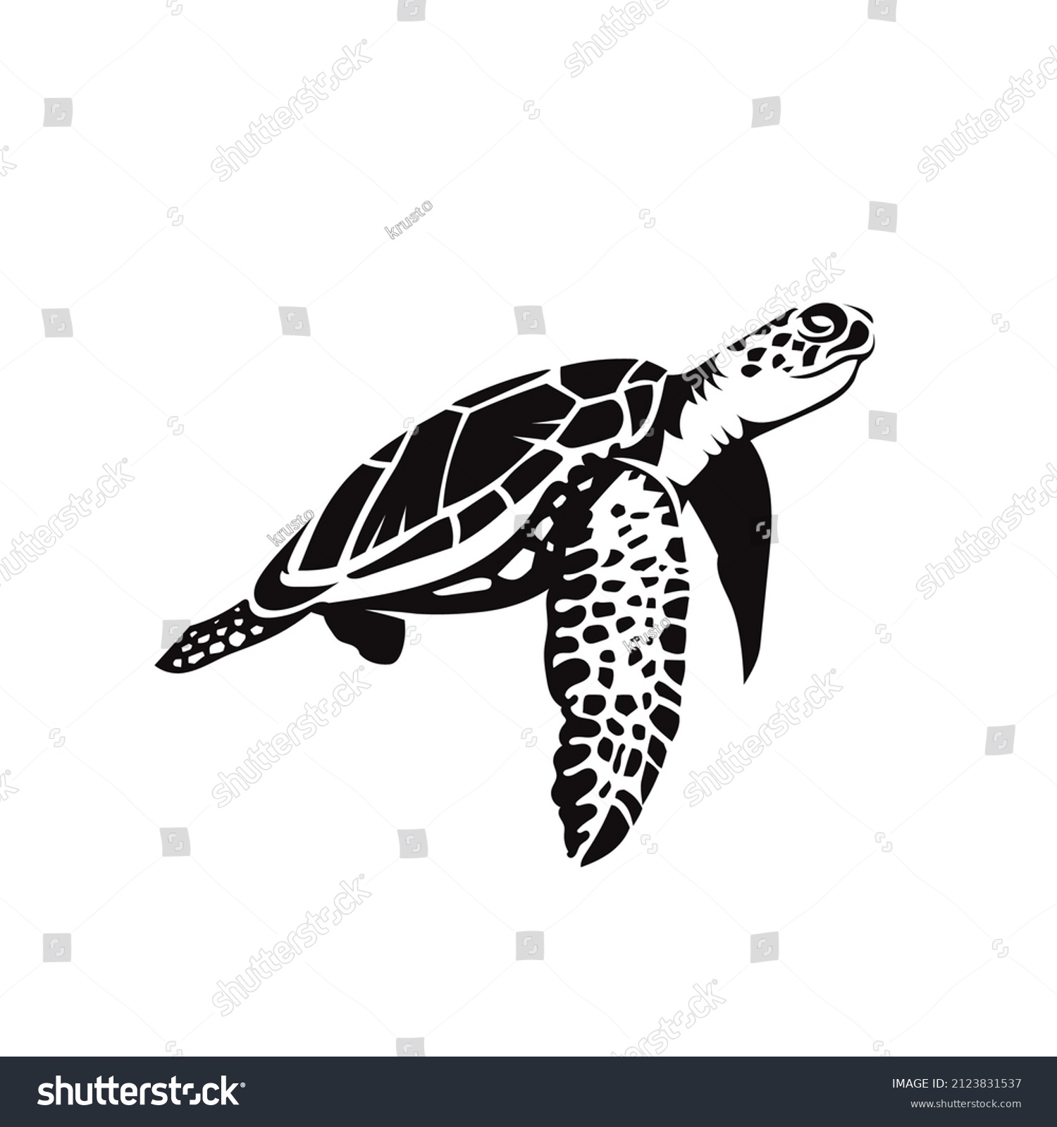 Sea Turtle Swimming Silhouette Vector Illustration Stock Vector ...