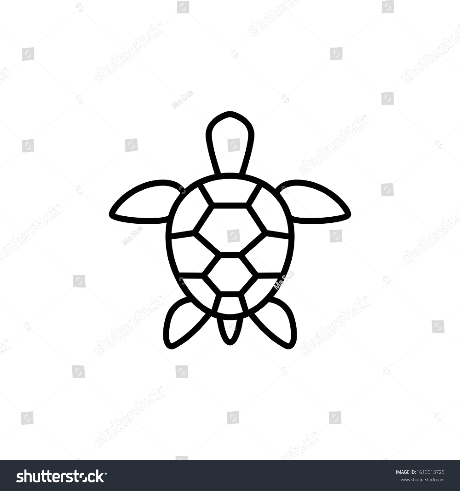 Sea Turtle Vector Icon Black Color Stock Vector (Royalty Free) 1613513725