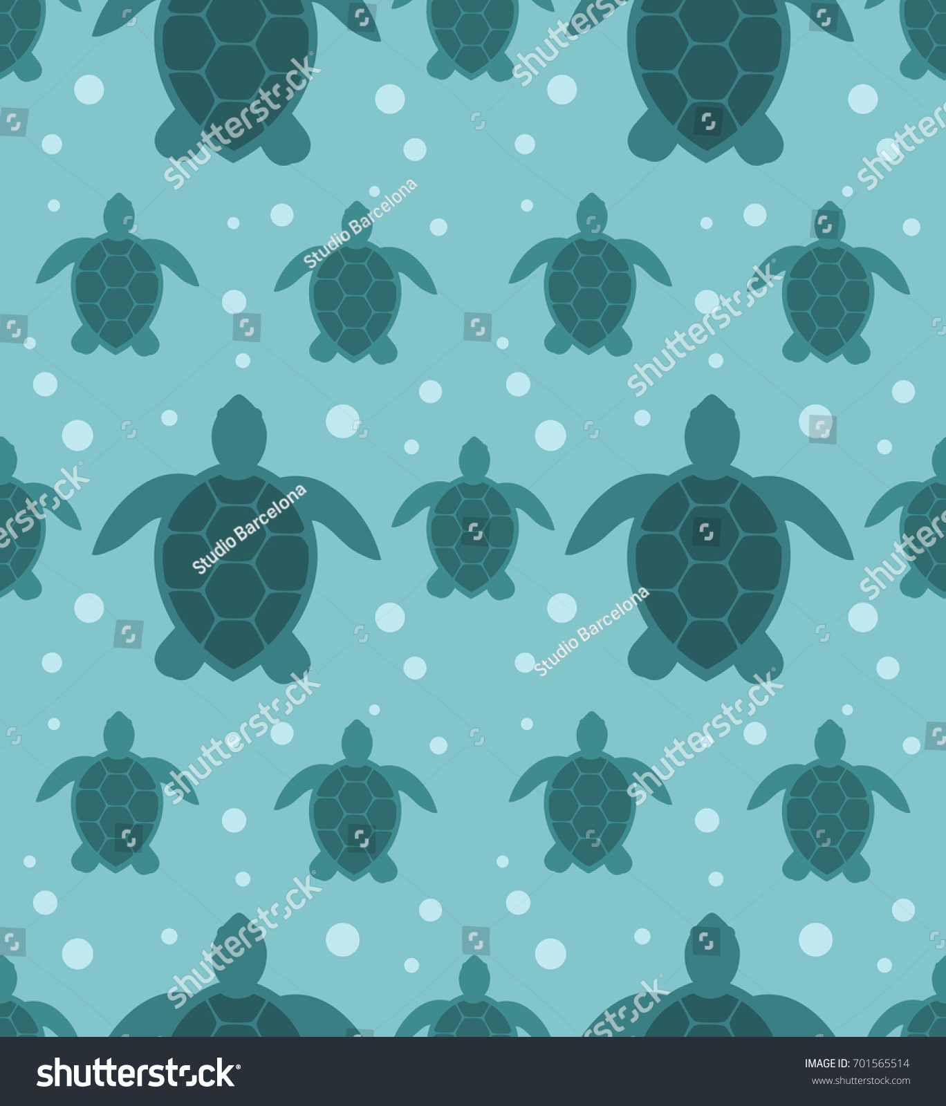 Sea Turtles Blue Seamless Pattern Vector Stock Vector (Royalty Free ...