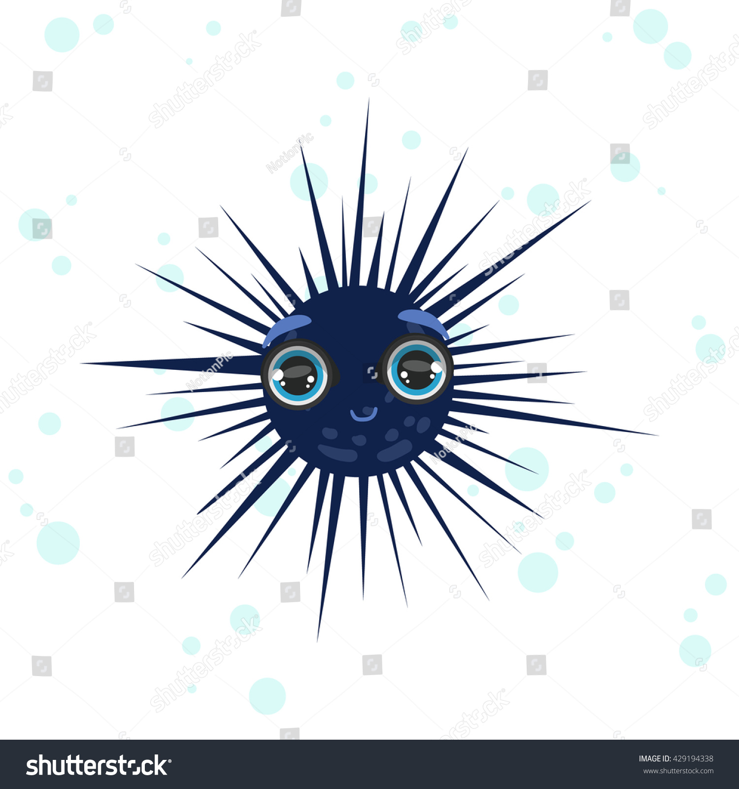 Sea Urchin Bright Color Cartoon Style Stock Vector Royalty Free 429194338