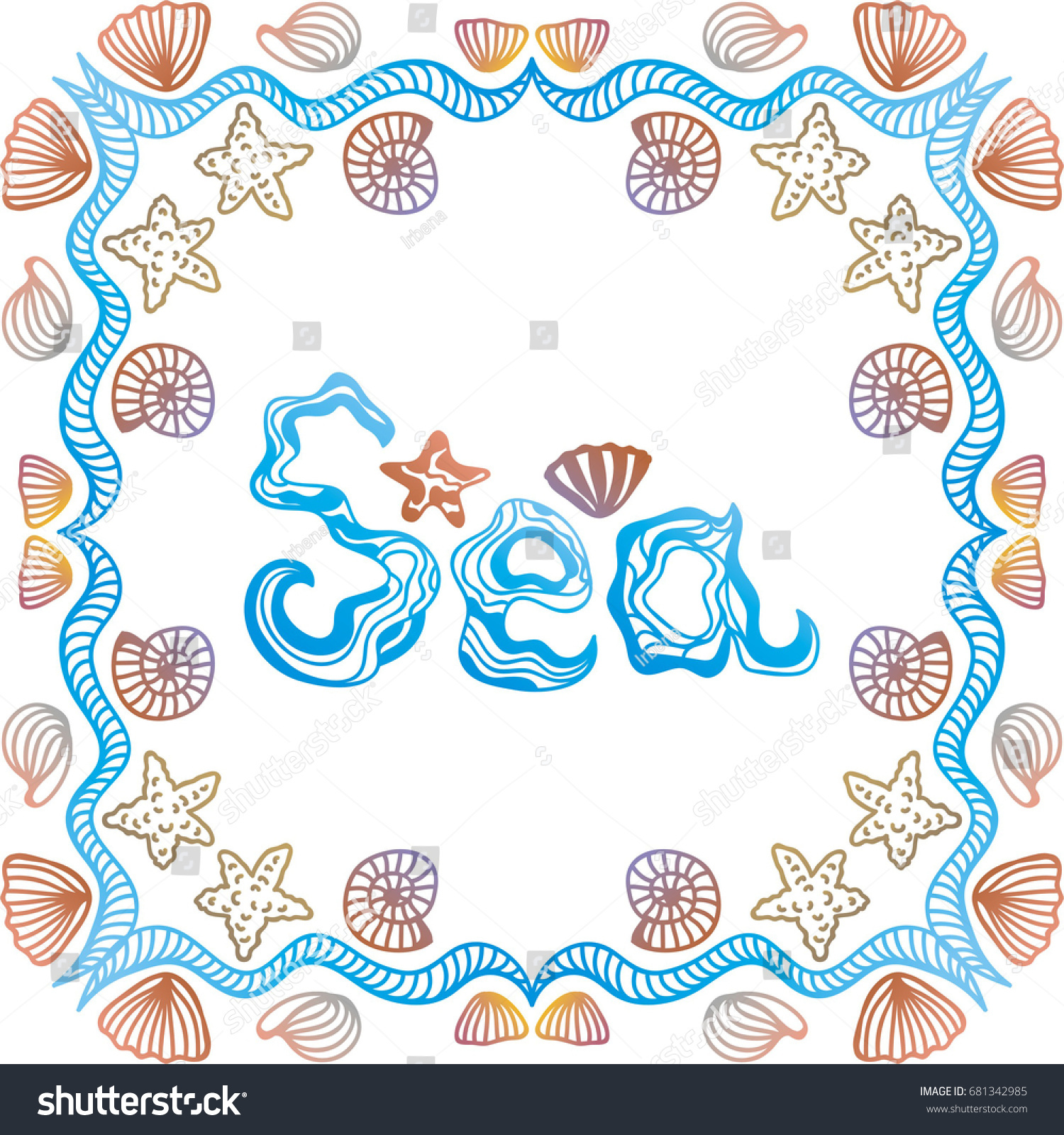 Sea Vector Illustration Stock Vector (Royalty Free) 681342985 ...