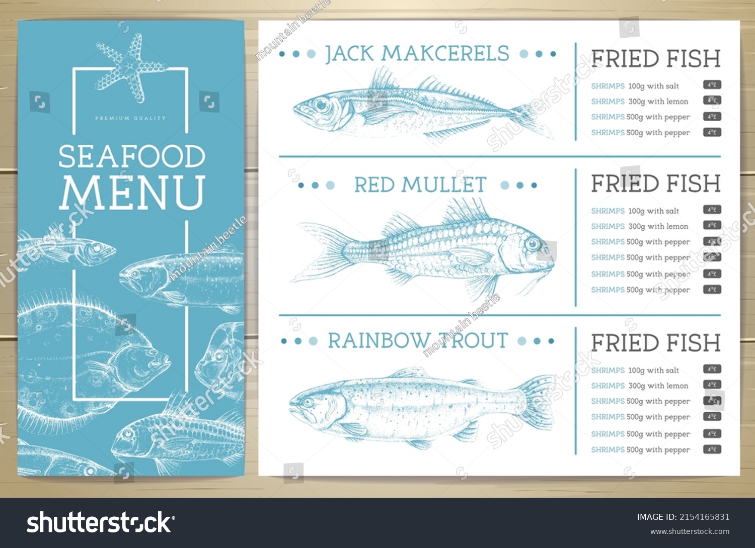 Seafood Restaurant Menu Design Hand Drawing Stock Vector (Royalty Free ...