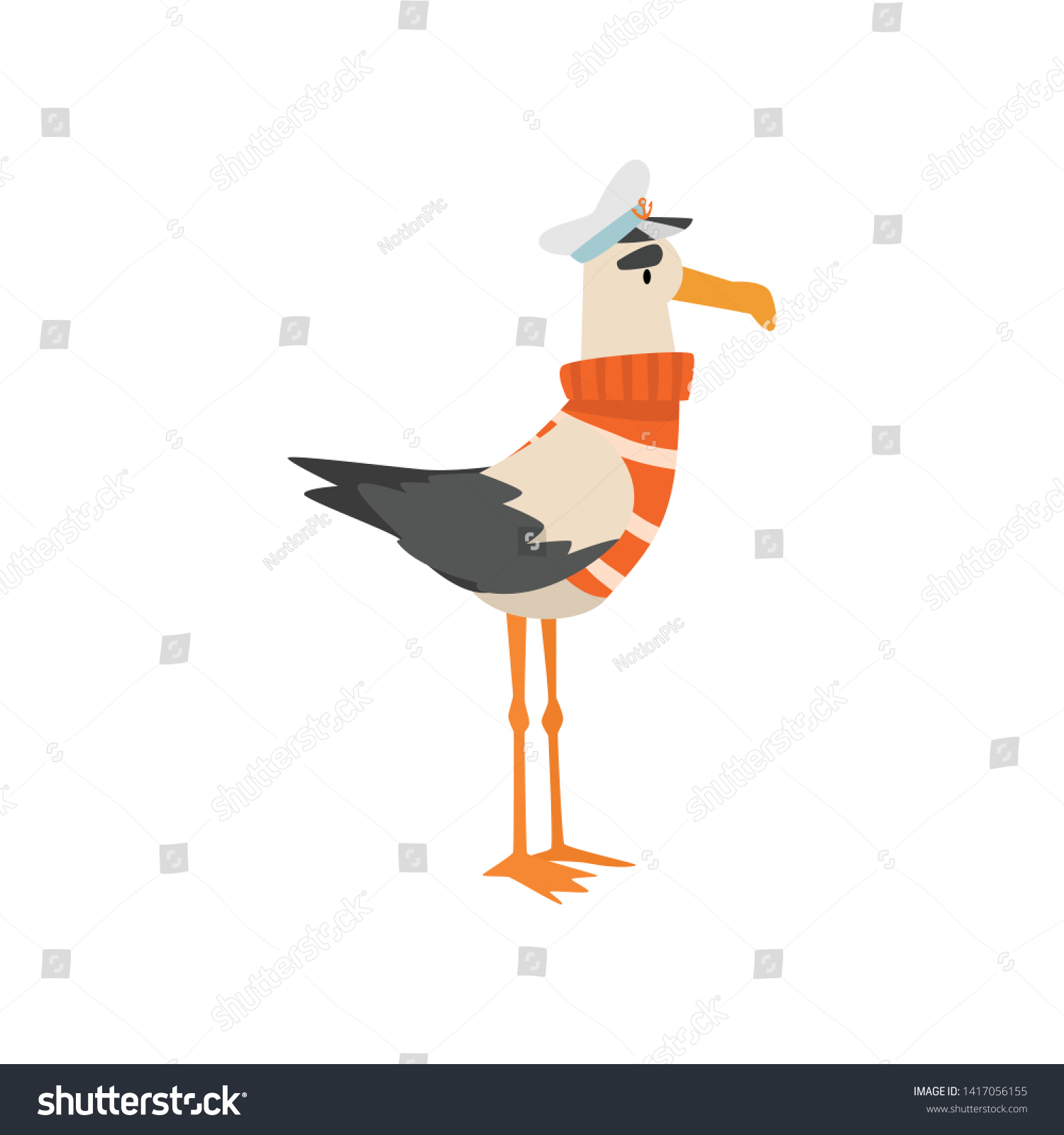Seagull Sailor Funny Bird Cartoon Character Stock Vector Royalty Free Seagull Sailor Funny Bird Cartoon Character Stock Vector Royalty Free