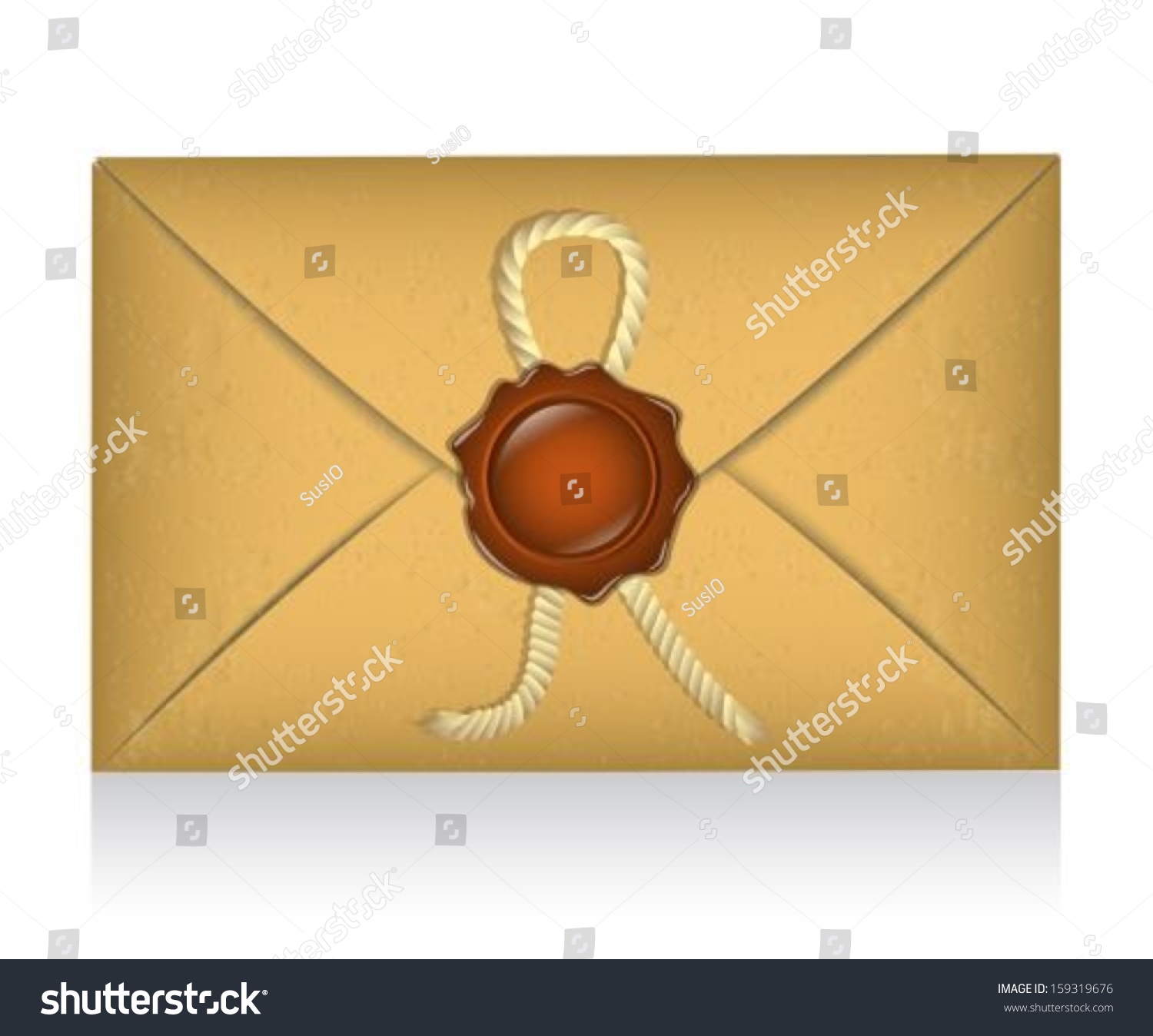 Sealed Envelope Sealing Wax Rope Vintage Objects Stock Image
