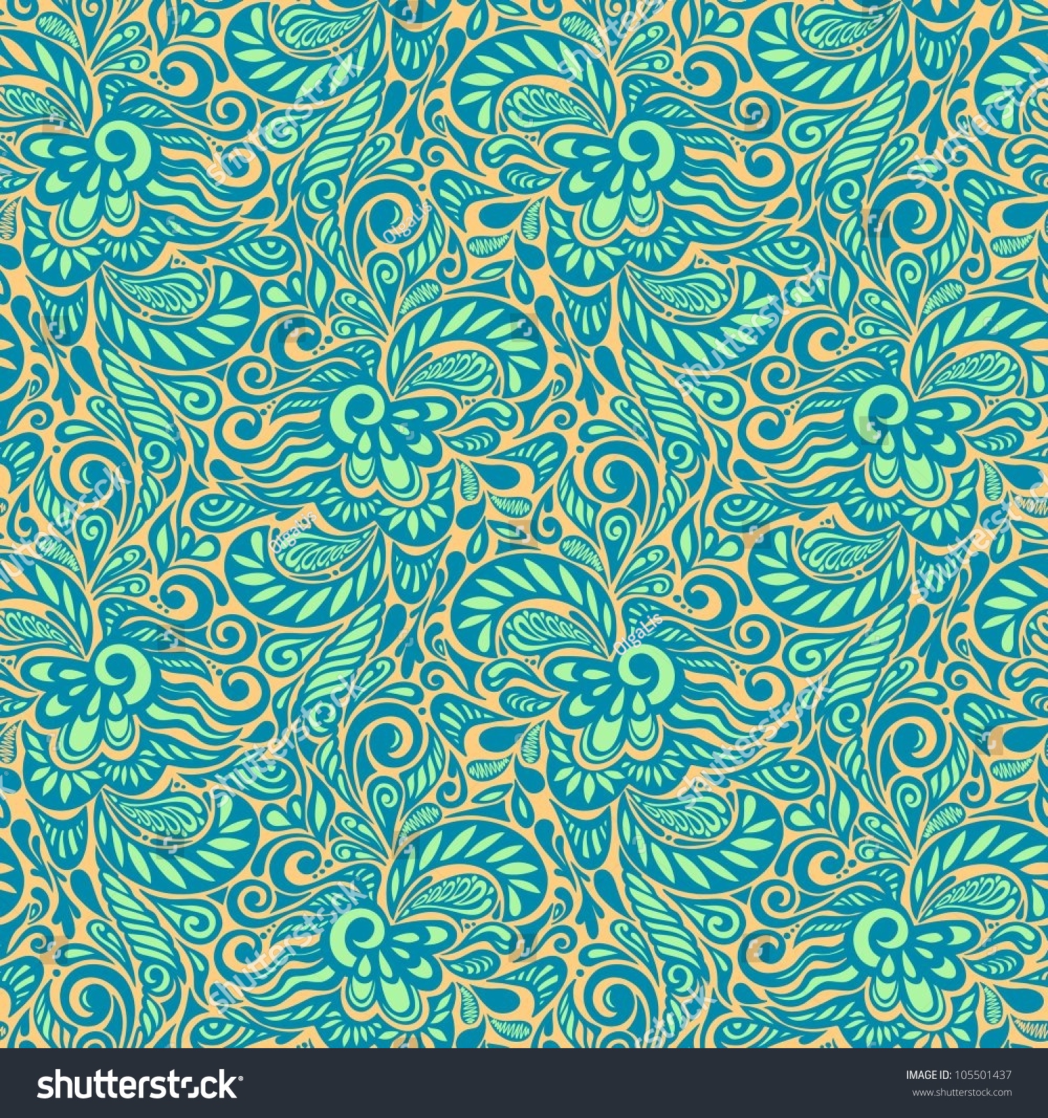 Seamless Abstract Curly Floral Patternmodel Design Stock Vector ...