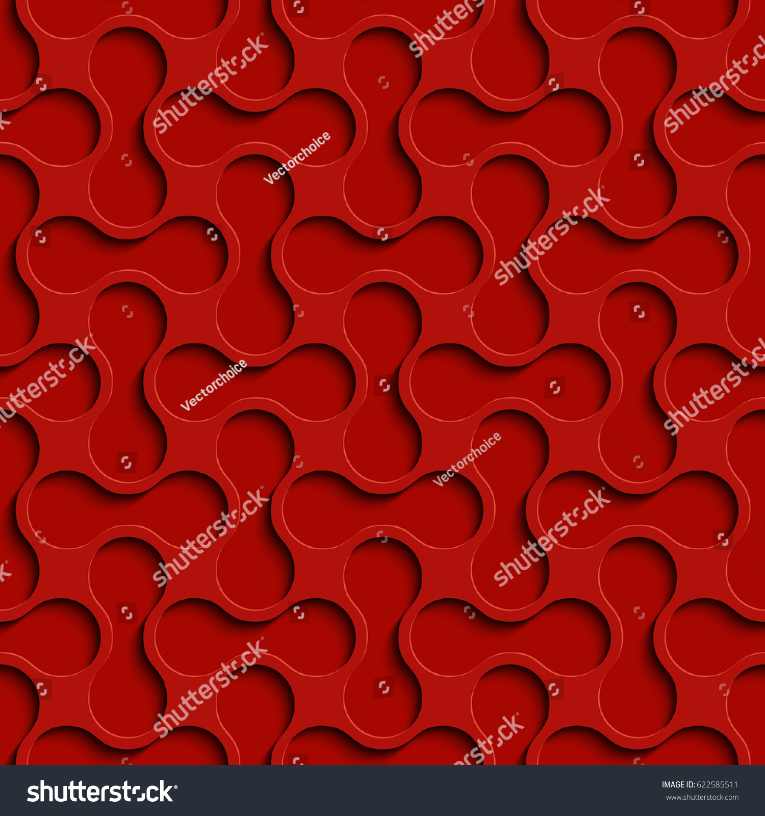 Seamless Abstract Geometric Pattern 3d Red Stock Vector 622585511