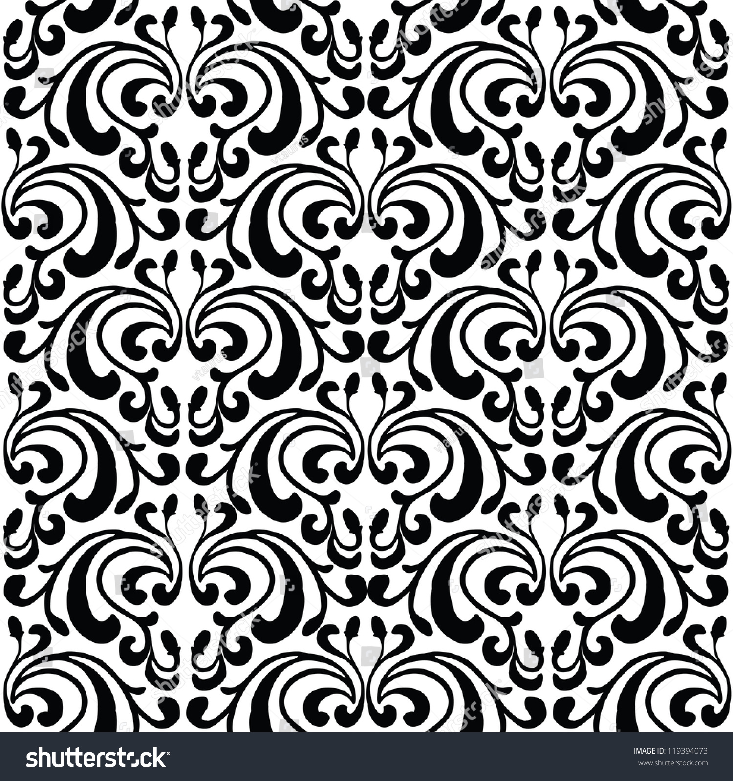 Seamless Abstract Pattern Of Flowers In Black And White. Vector ...