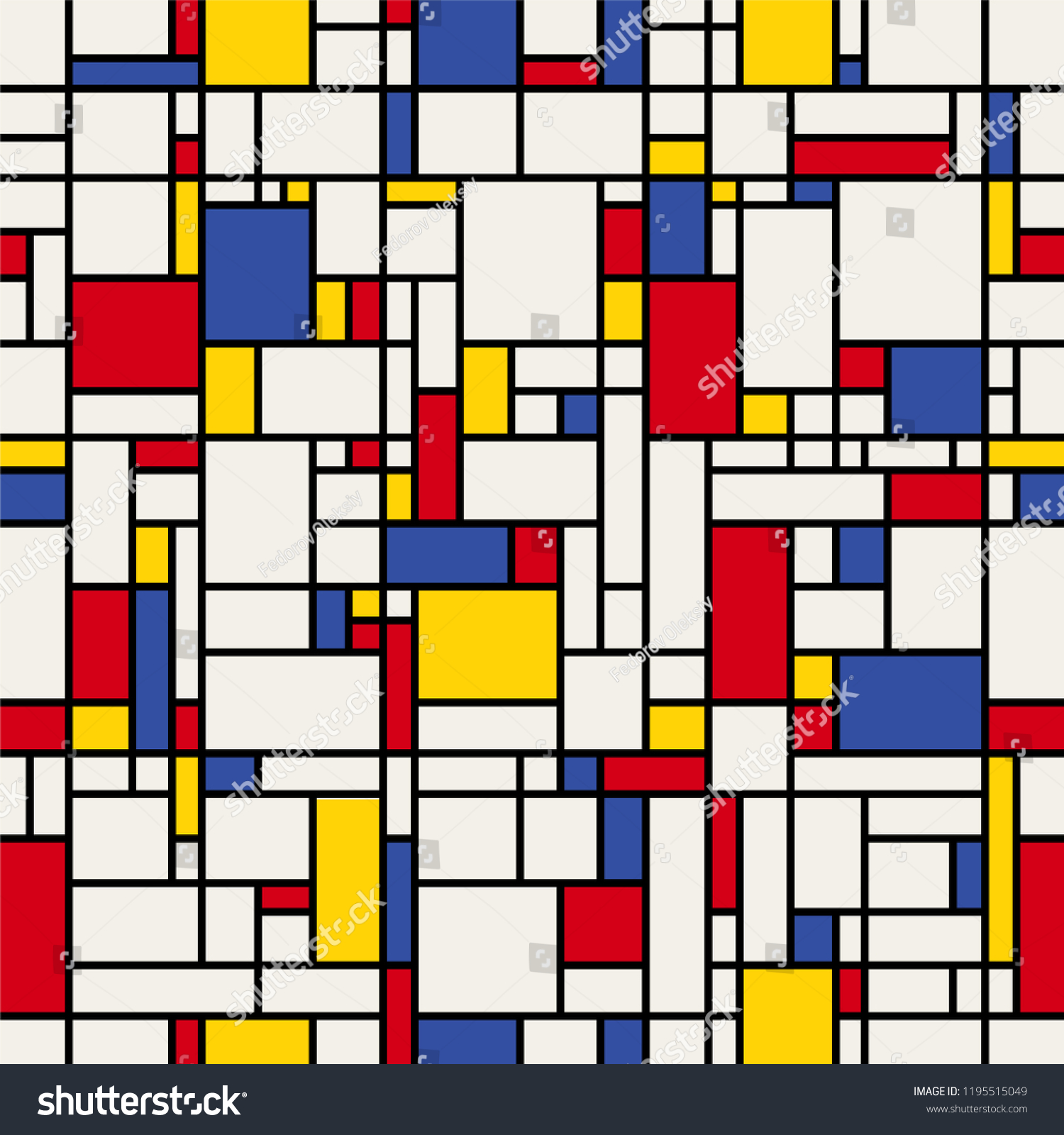 シームレスな抽象パターン Piet Mondrianの模倣 のベクター画像素材 ロイヤリティフリー
