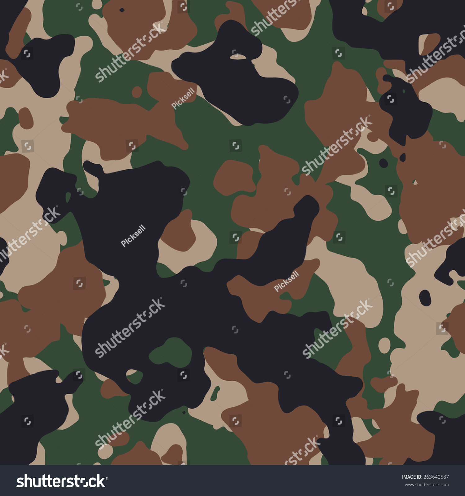 Seamless African Woodland Camouflage Pattern Vector Stock Vector