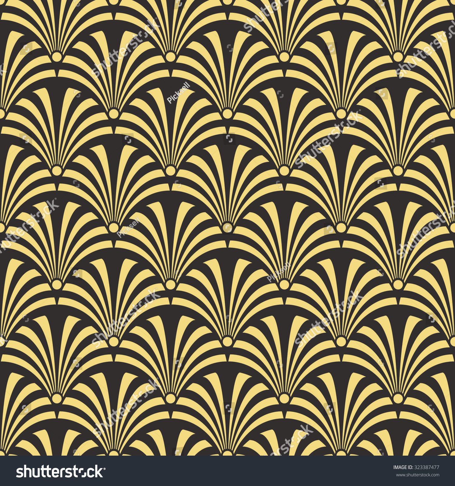 Seamless Antique Palette Black And Gold Luxury Art Deco Peacock Textile ...