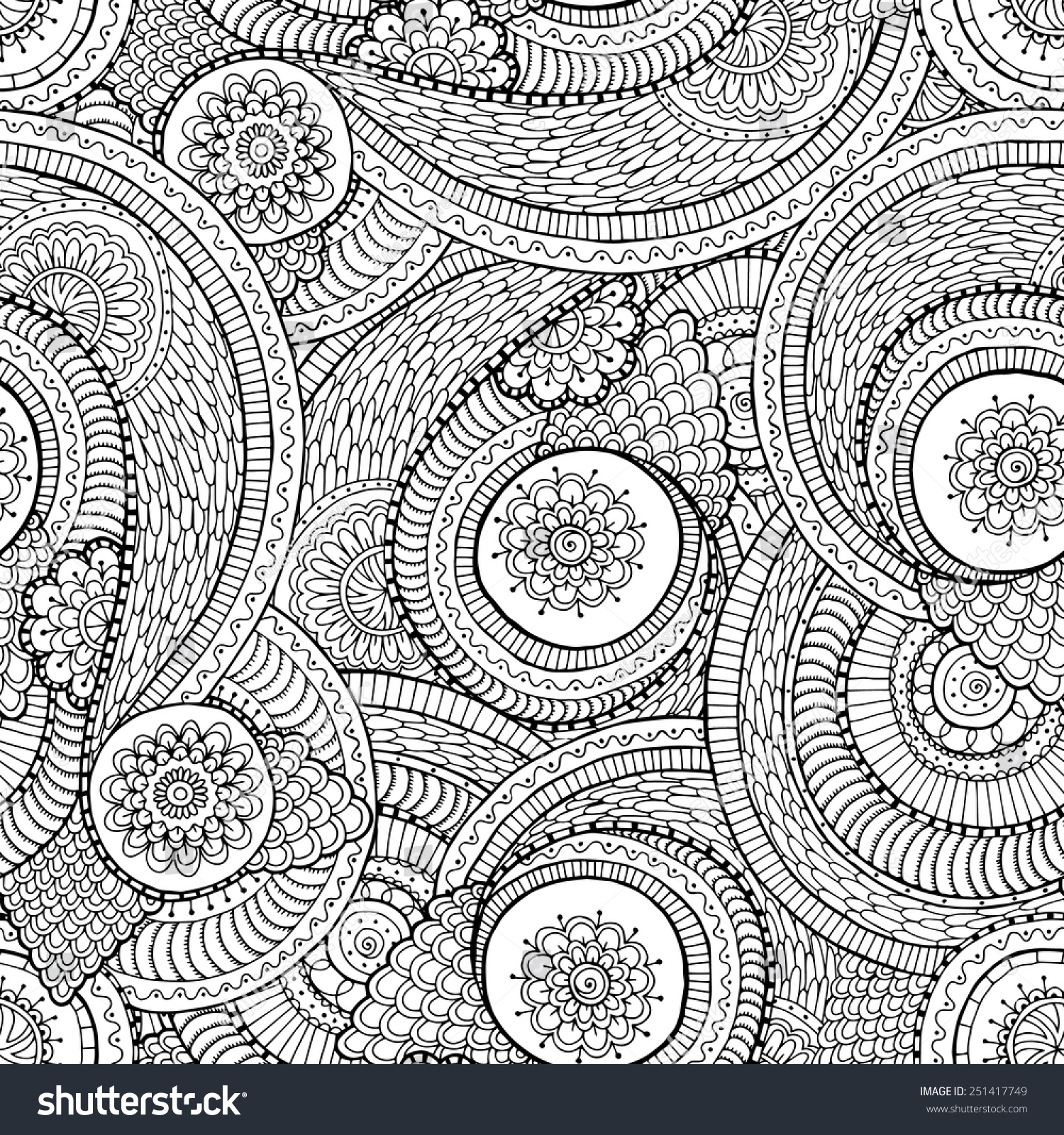 Seamless Asian Ethnic Floral Retro Doodle Stock Vector Royalty Free Seamless asian ethnic floral retro doodle black and white background pattern in vector Henna paisley