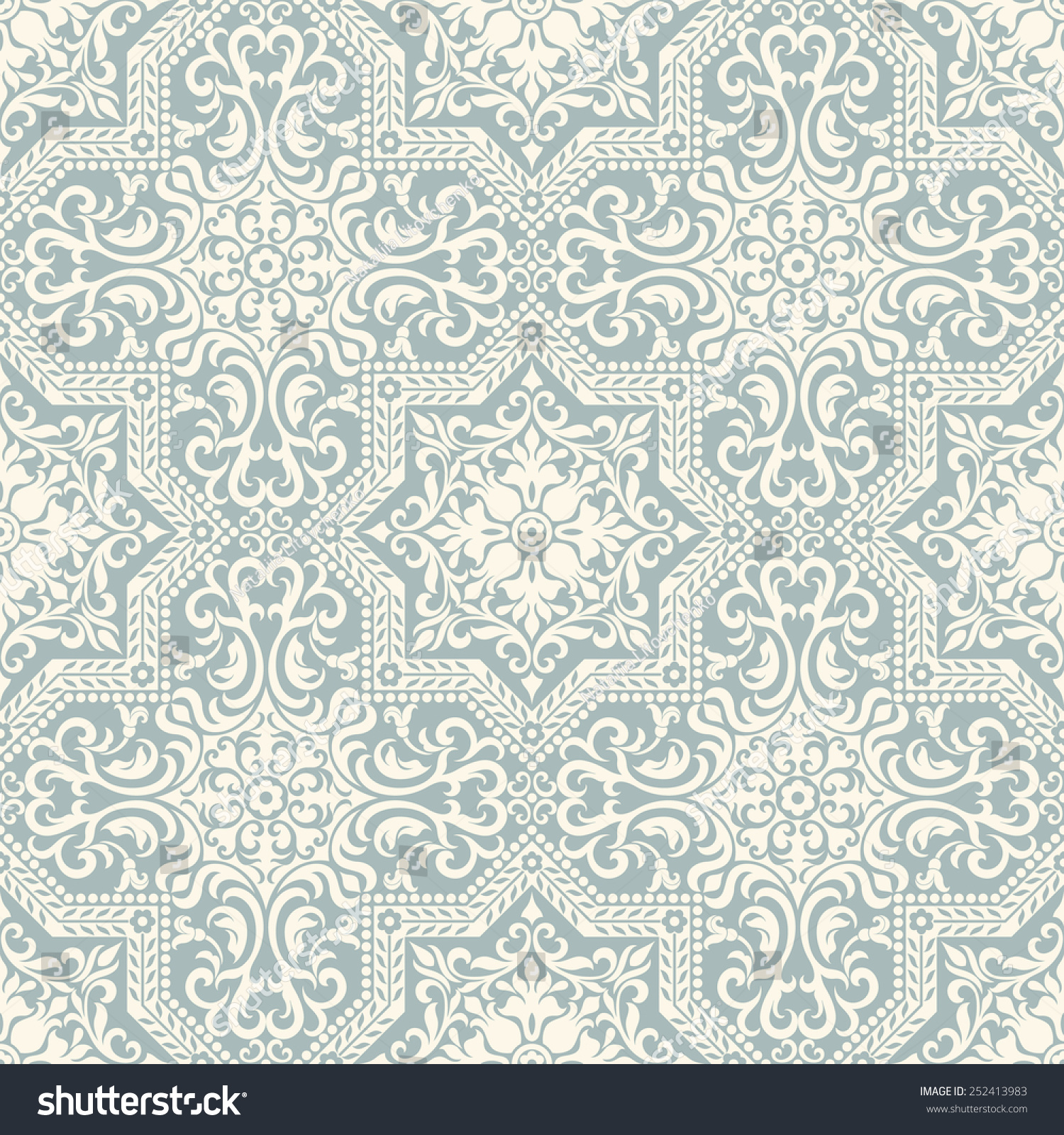 Seamless Background Baroque Style Blue White Stock Vector (Royalty Free) 252413983 | Shutterstock