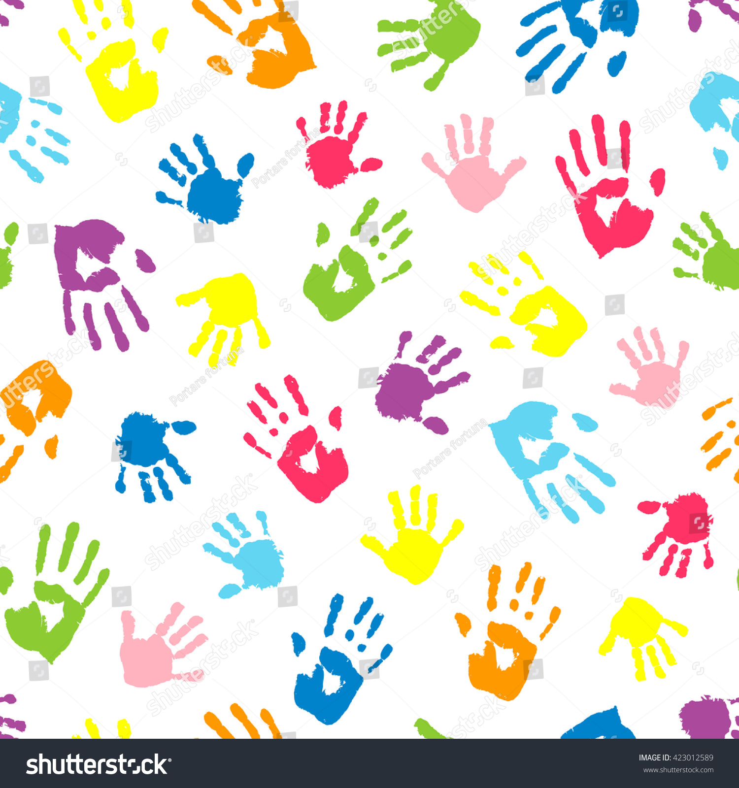 Seamless Background Made Color Handprints Multicolor Stock Vector ...