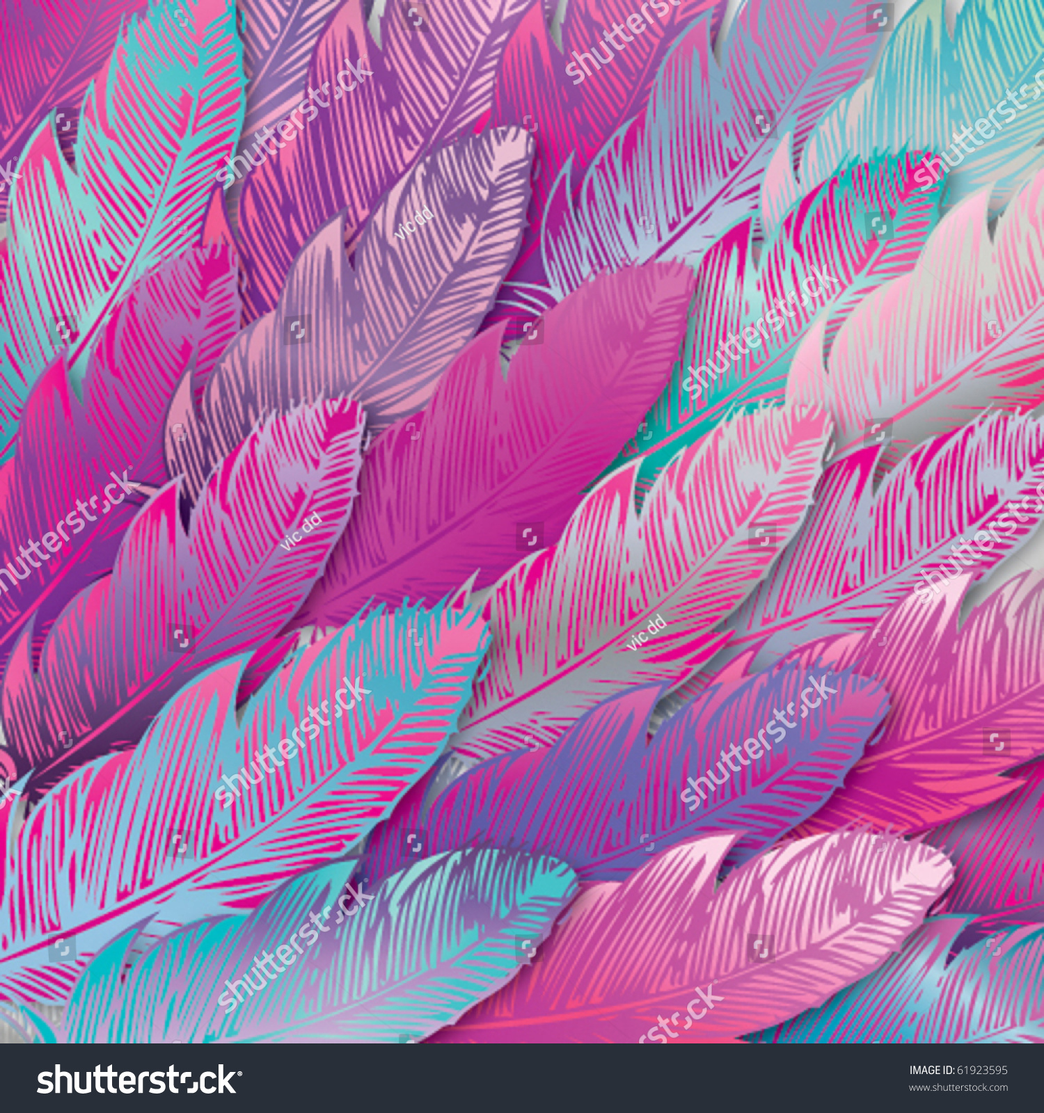 Seamless Background Of Iridescent Pink Feathers, Close Up. Vector ...