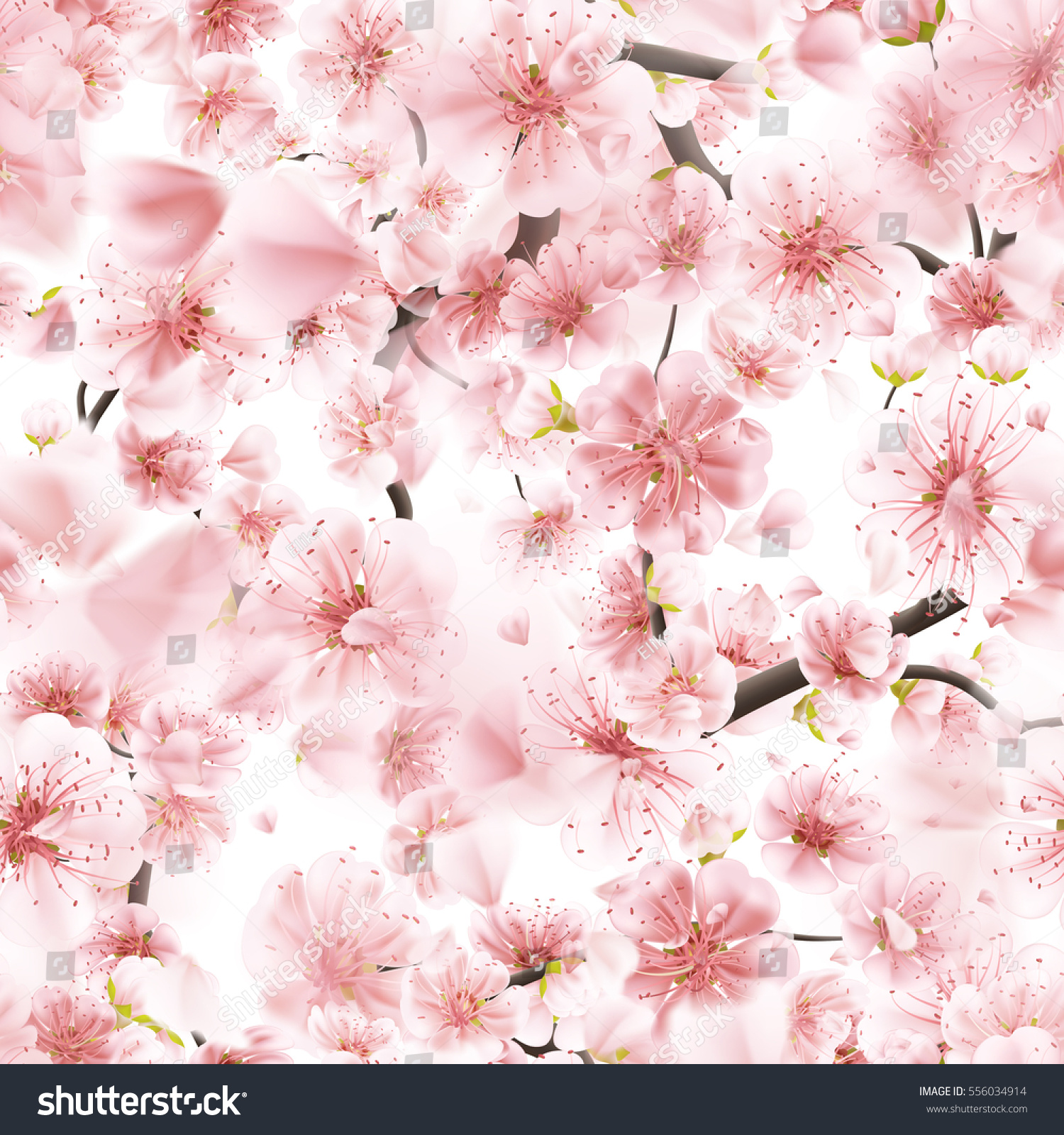 Seamless Background Pattern Pink Sakura Blossom Stock Vector (Royalty ...