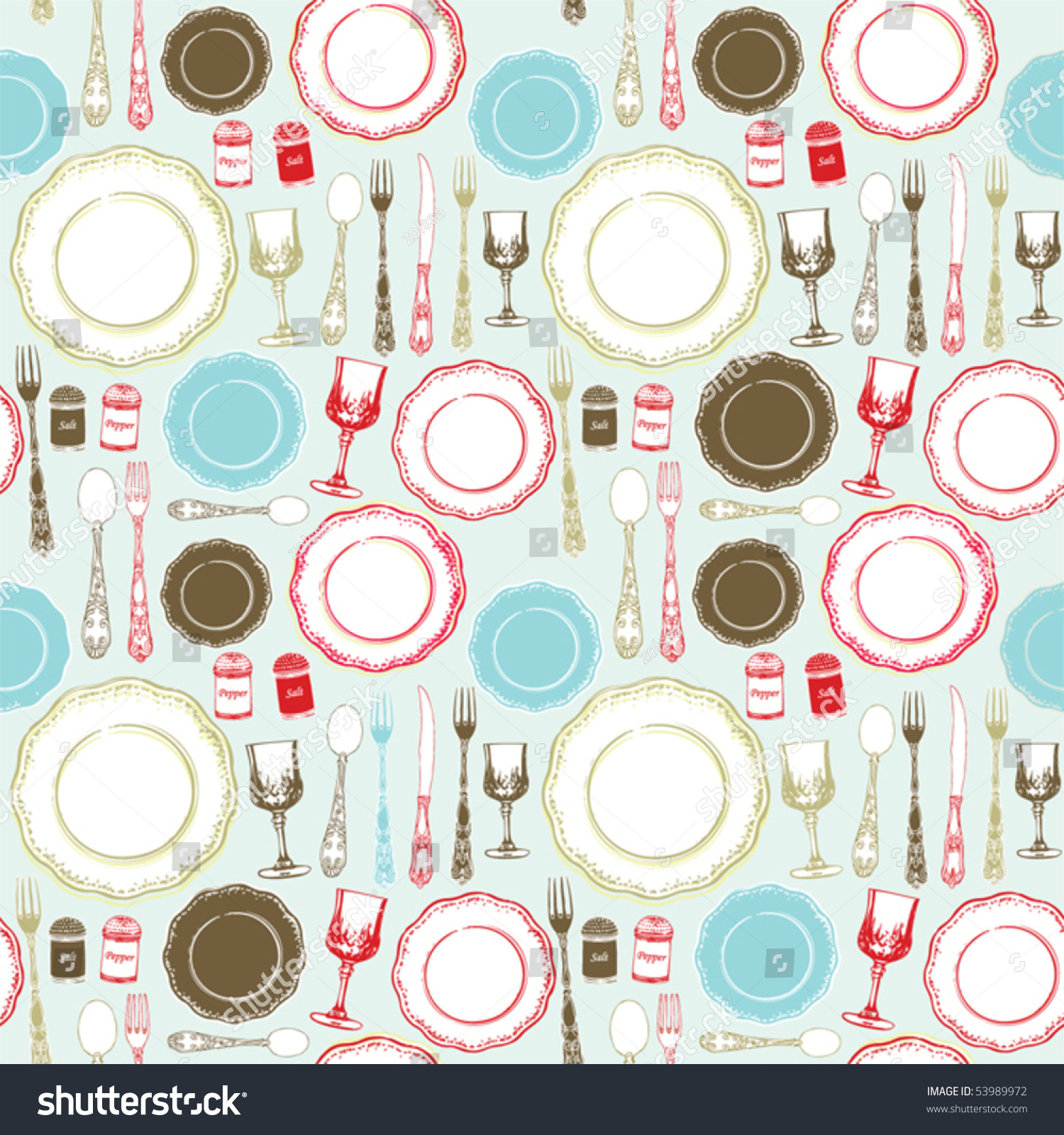 Seamless Background Retro Kitchen Stock Vector 53989972 - Shutterstock