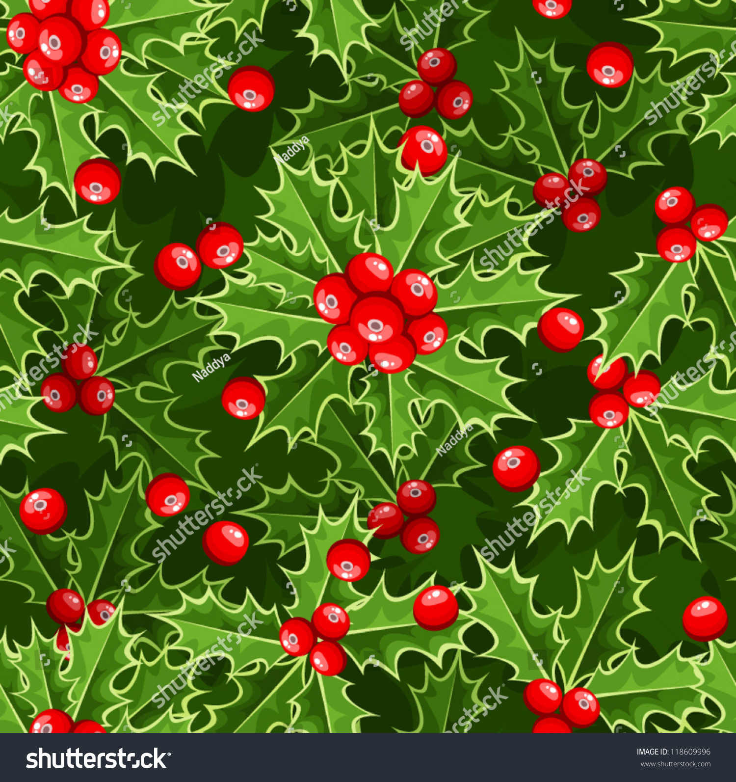 Download Seamless Background Christmas Holly Vector Illustration Stock Vector Royalty Free 118609996 3D SVG Files Ideas | SVG, Paper Crafts, SVG File