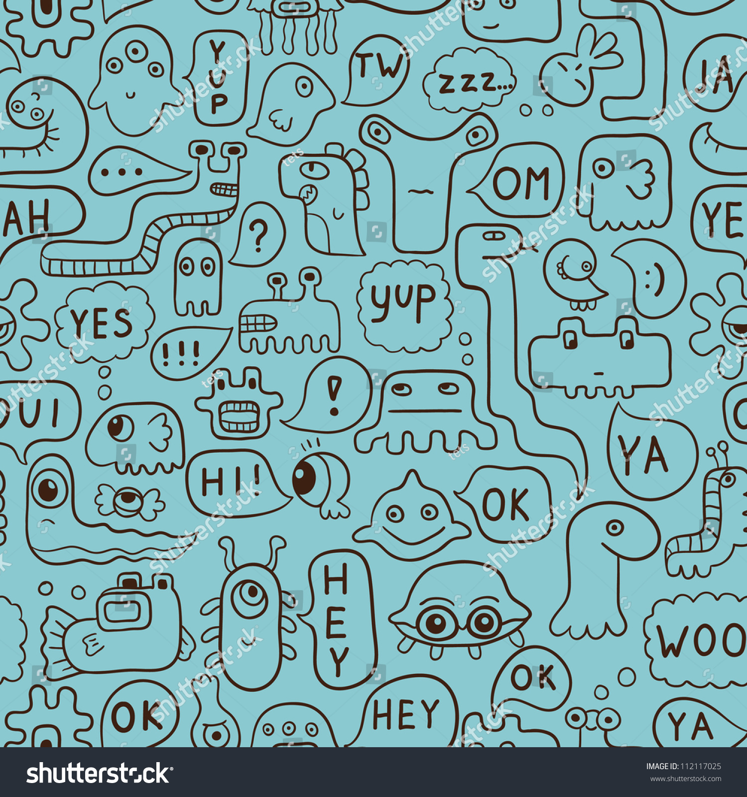 Seamless Background With Cute Cartoon Monsters Stock Vector ...