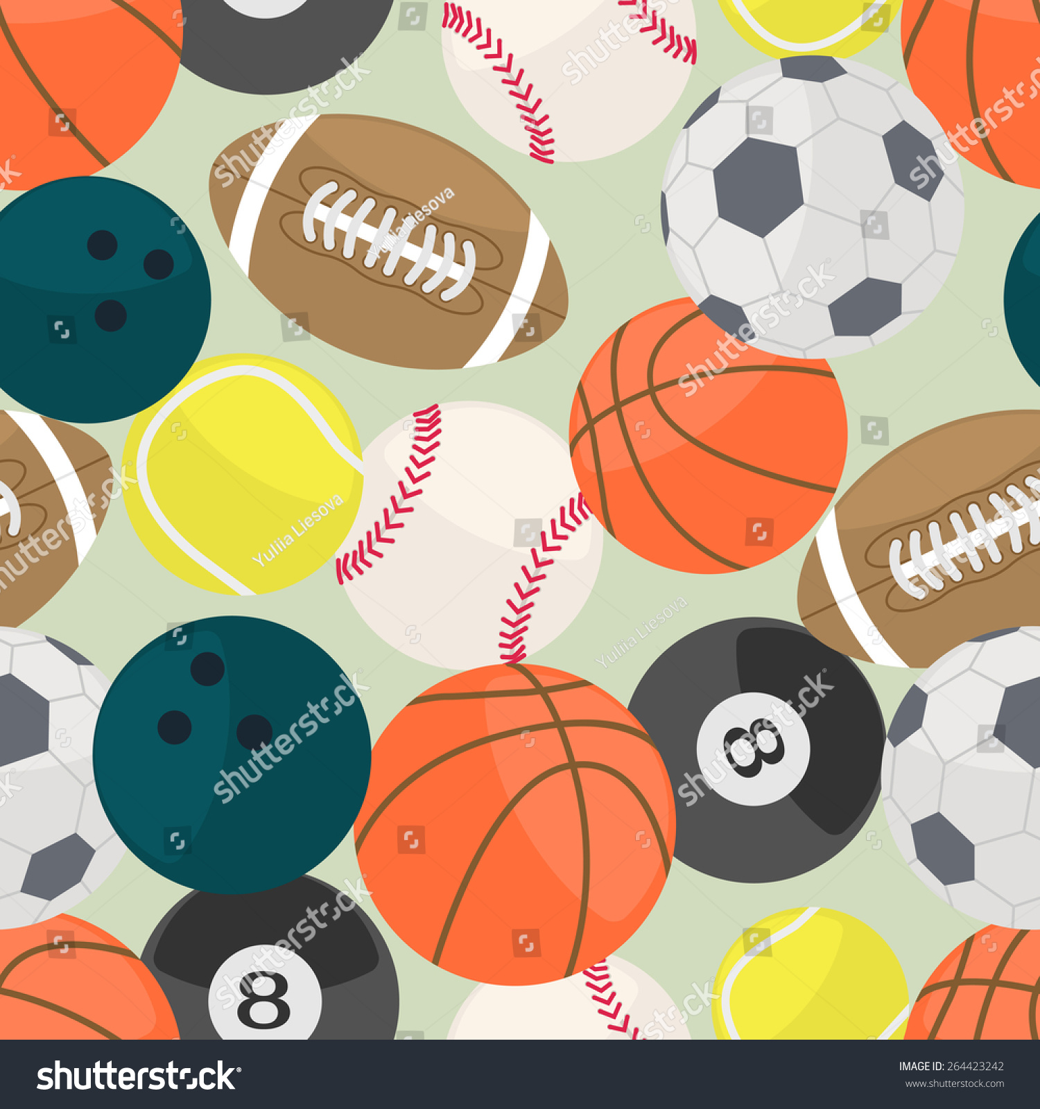 Seamless Background Different Kind Sport Balls Stock Vector (Royalty ...