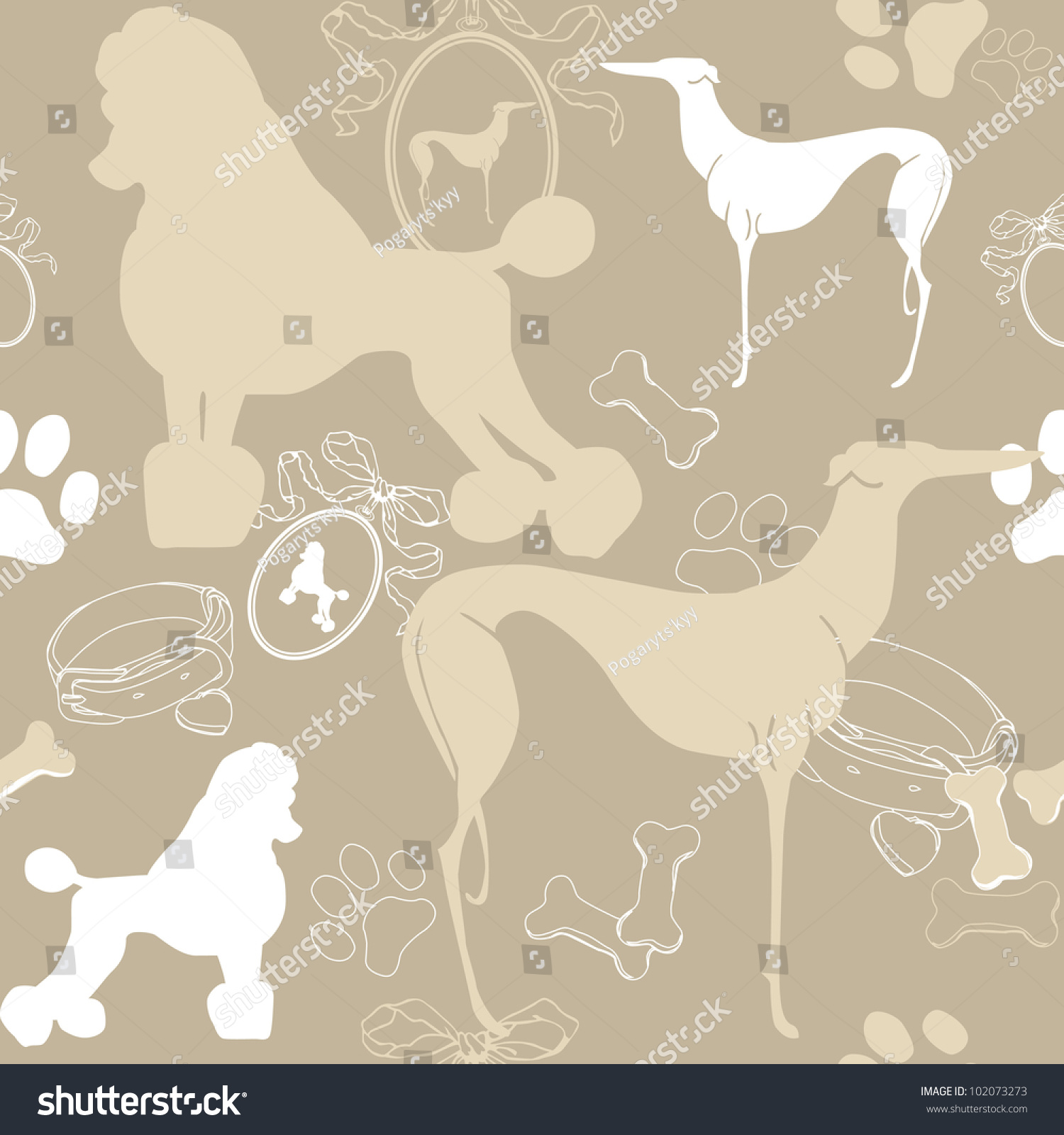 Seamless Beige Background Dogs Accessories Stock Vector 102073273