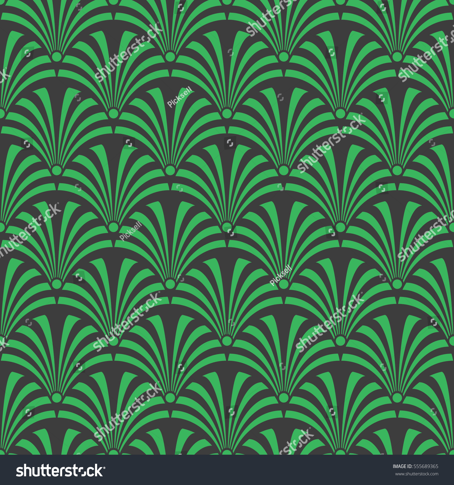 Seamless Black Green Luxury Art Deco Stock Vector Royalty