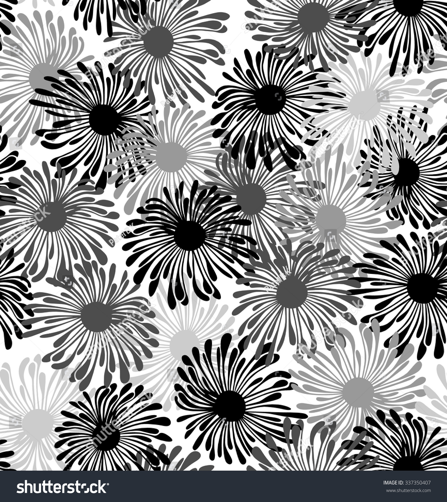 Seamless Black Silver Floral Wallpaper Stock Vector (Royalty Free ...