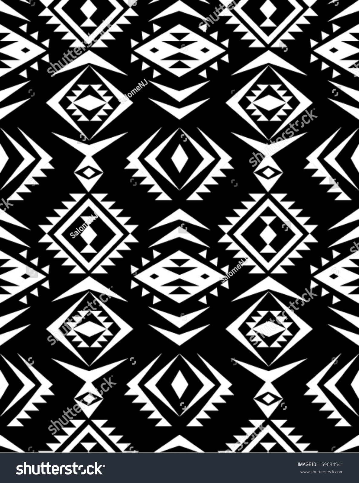 Seamless Black White Aztec Print Pattern Stock Vector 159634541 ...