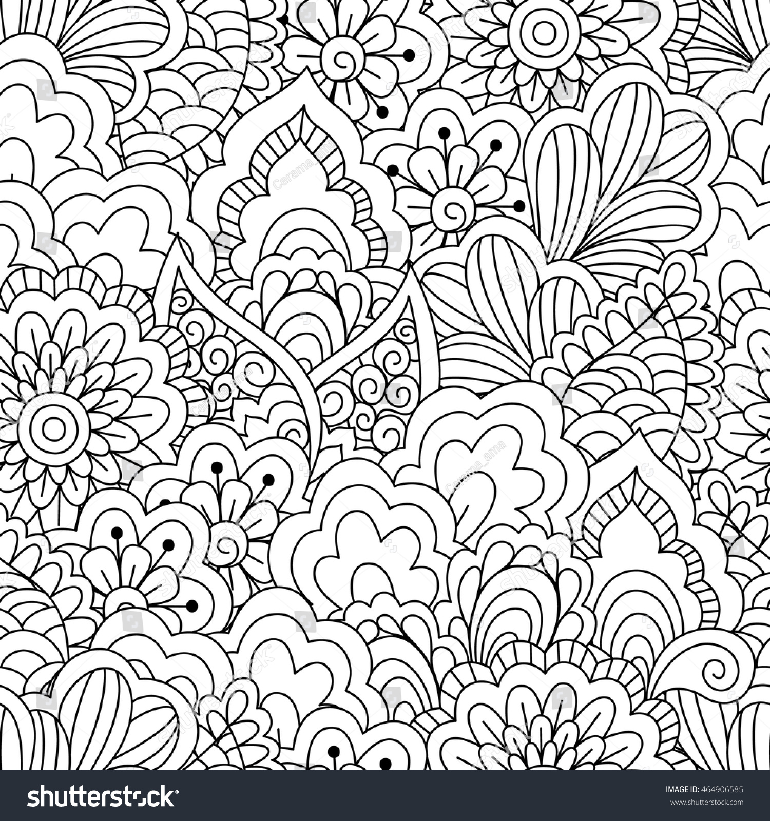 Seamless Black White Background Floral Ethnic Stock Vector (Royalty ...