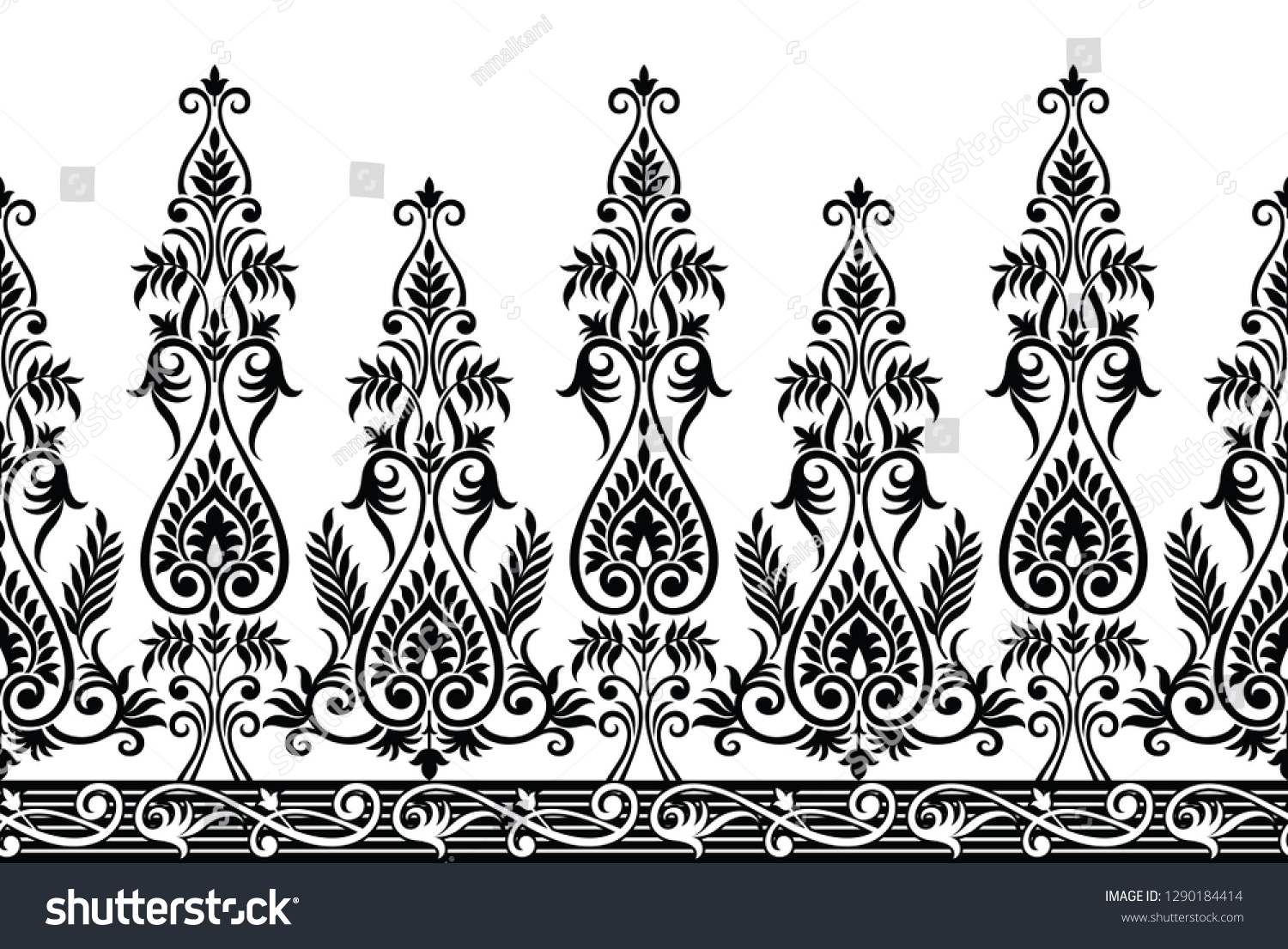 Seamless Black White Traditional Indian Border Stock Vector (Royalty ...