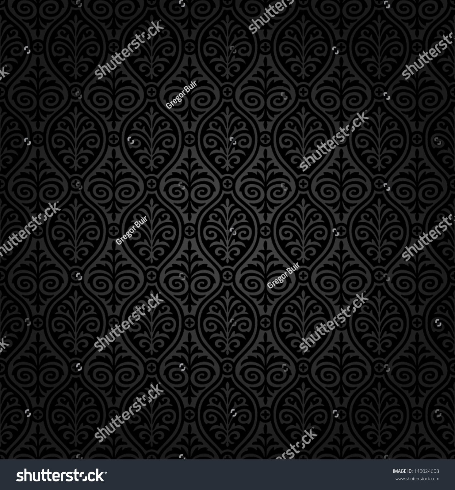 Seamless Black Damask Wallpaper Stock Vector Illustration 140024608 ...