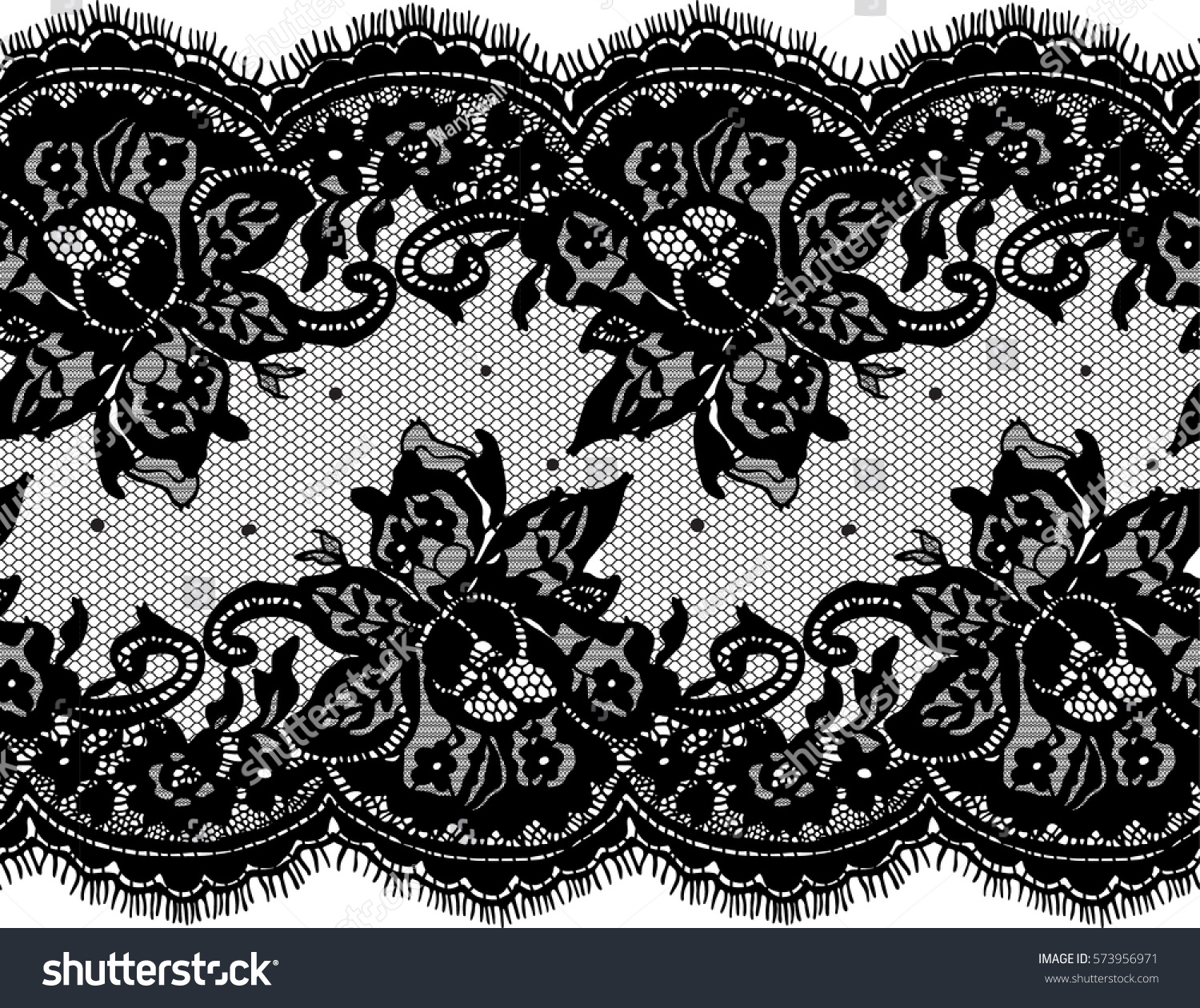 Seamless Black Vector Lace Pattern Stock Vector 573956971 - Shutterstock